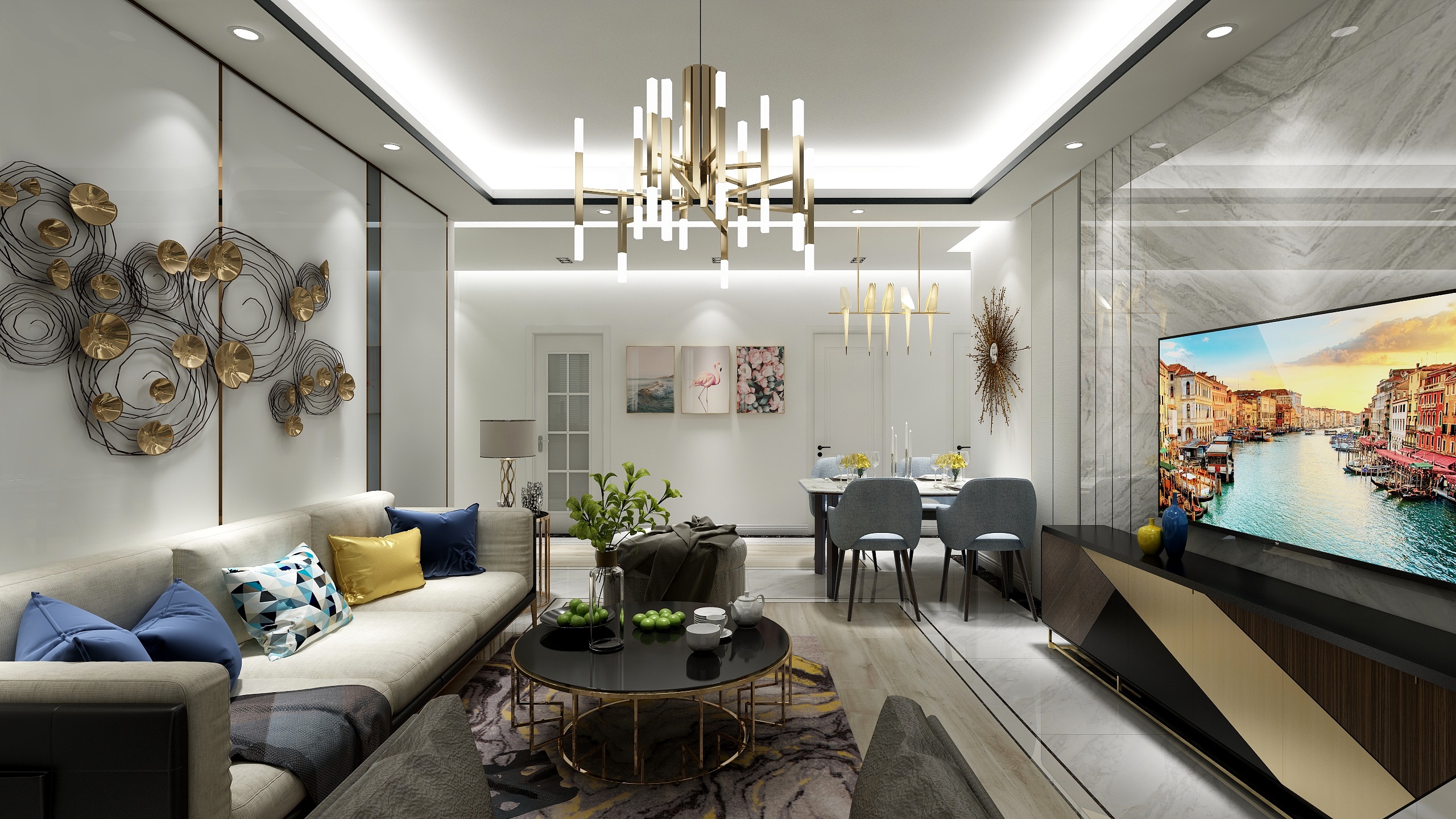 至简丶-107方现代三居装修效果图