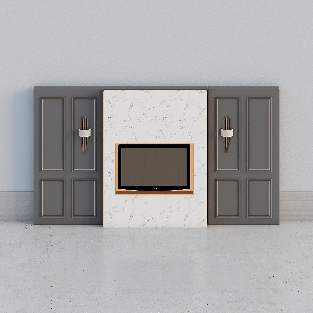 电视机背景墙3d模型下载_背景墙3d模型下载_免费3dmax模型库-酷家乐