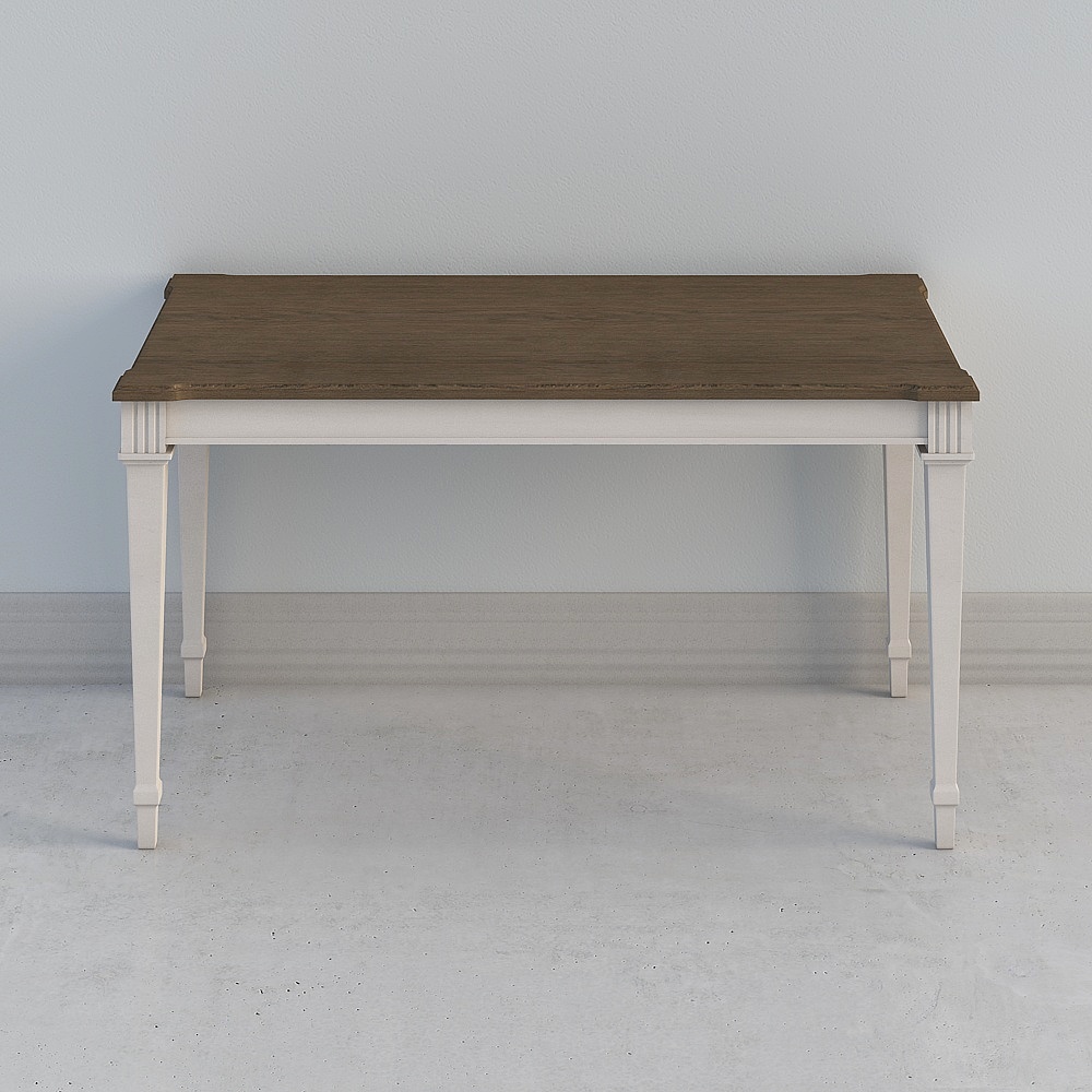 环美雷格西美式现代简约轻奢1.4米长方形餐桌简美白色系小户型餐桌7113663D模型