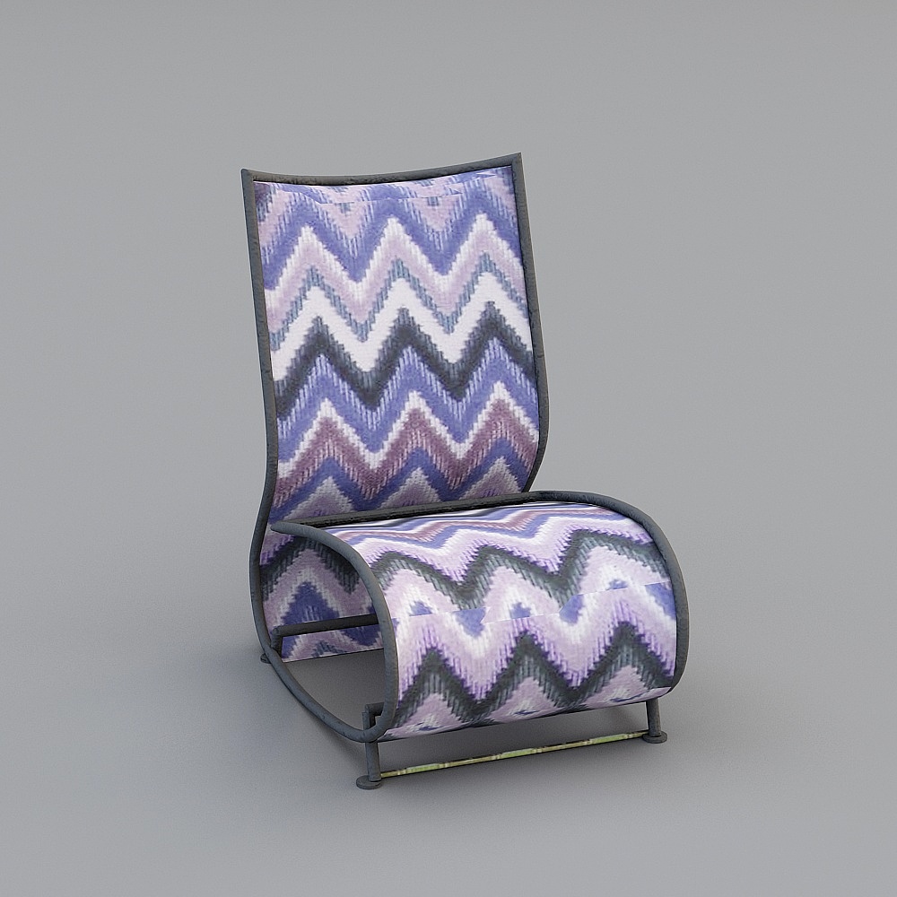 意大利摩登时尚花纹休闲椅躺椅-043D模型