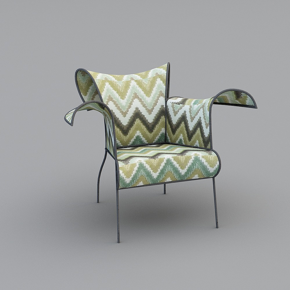 意大利摩登时尚花纹休闲椅躺椅-023D模型