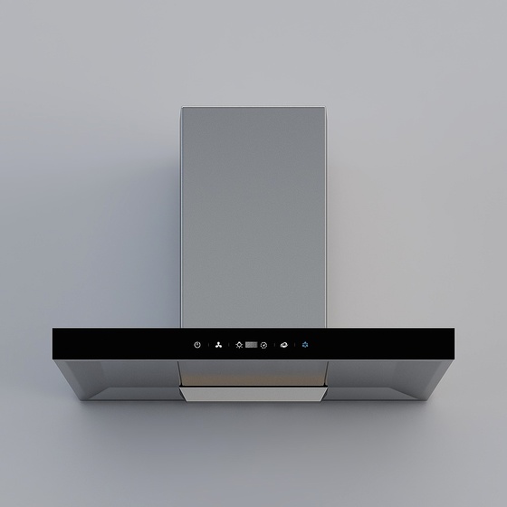 Sleek Black Wall Mounted Range Hood 3D Model