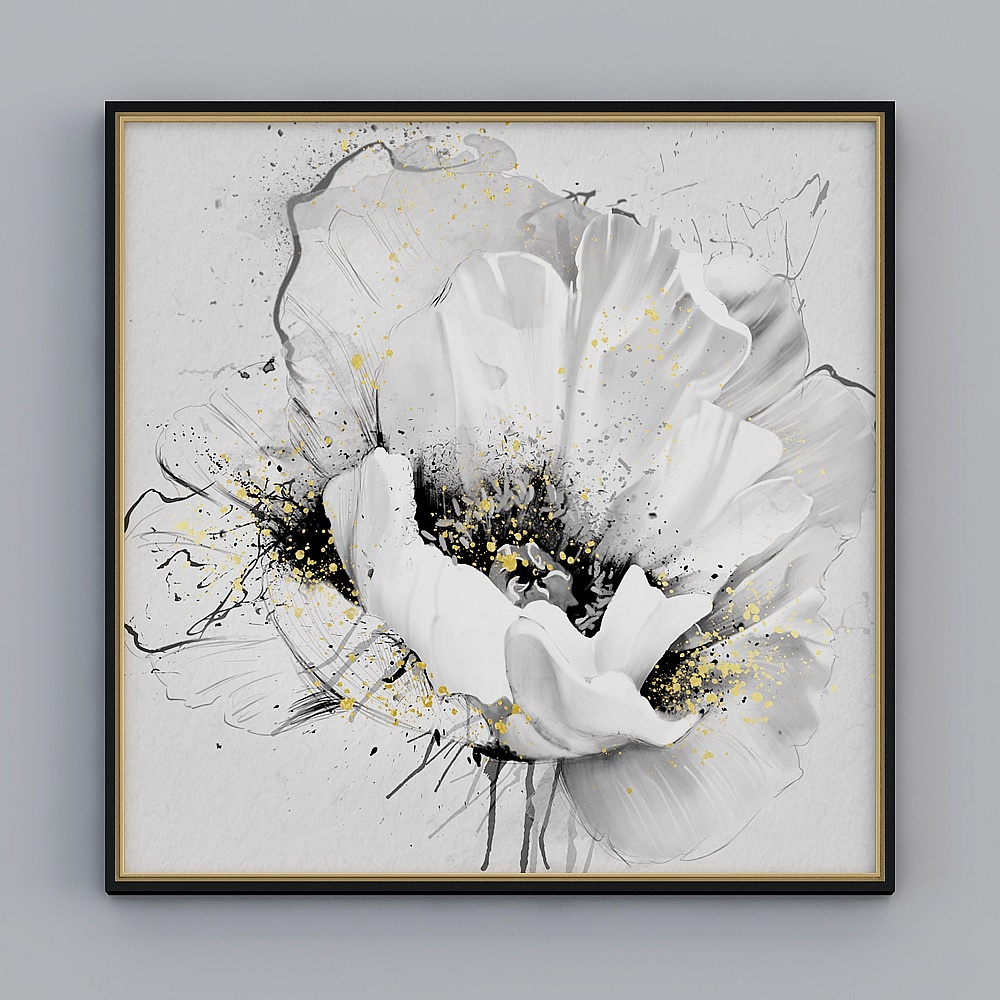现代简约手绘花朵装饰画