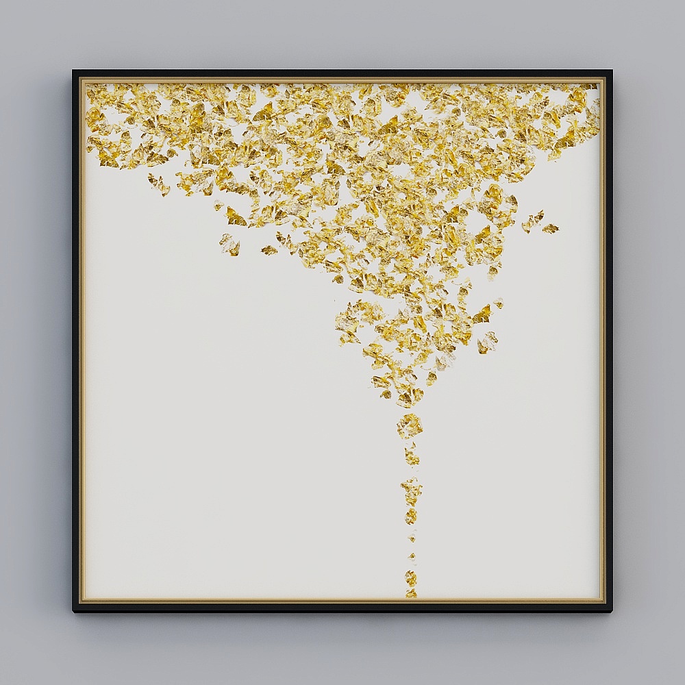 金箔手绘抽象轻奢现代新中式客厅沙发装饰画