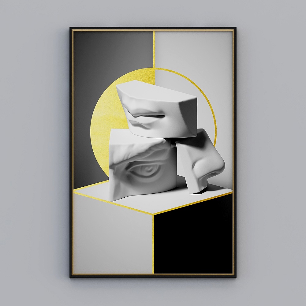 现代简约抽象几何形线条北欧装饰画石膏像装饰画
