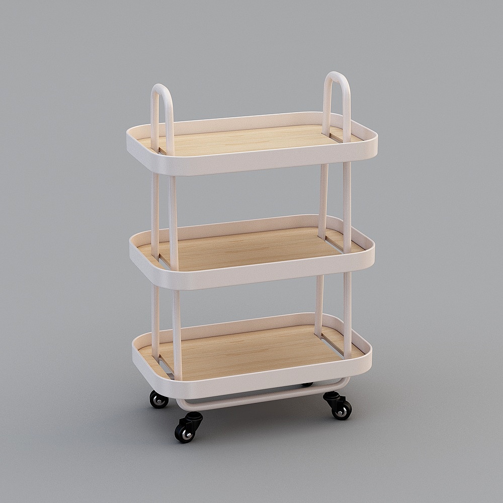 提拉米苏手推车-藕粉色3D模型