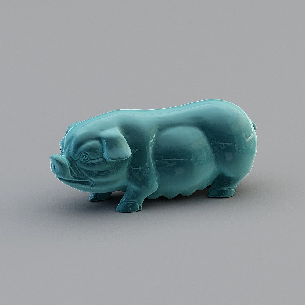 酷家乐-猪的一家雕塑艺术品摆件-2
