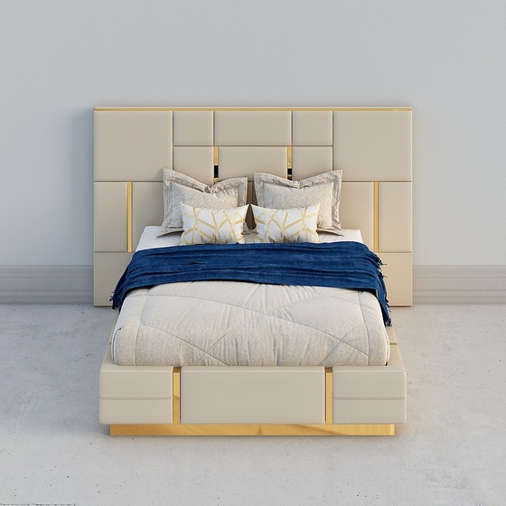 Modern Hollywood Single Beds,Single Beds,Blue,Queen 1.5m