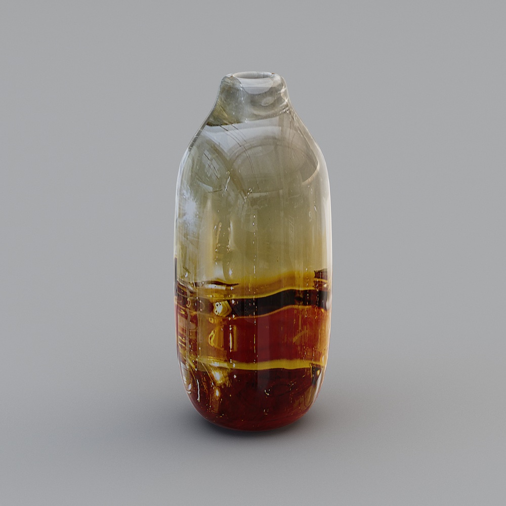 优梵艺术水培花瓶玻璃透明插花创意装饰工艺品家用密语花瓶(二)3D模型
