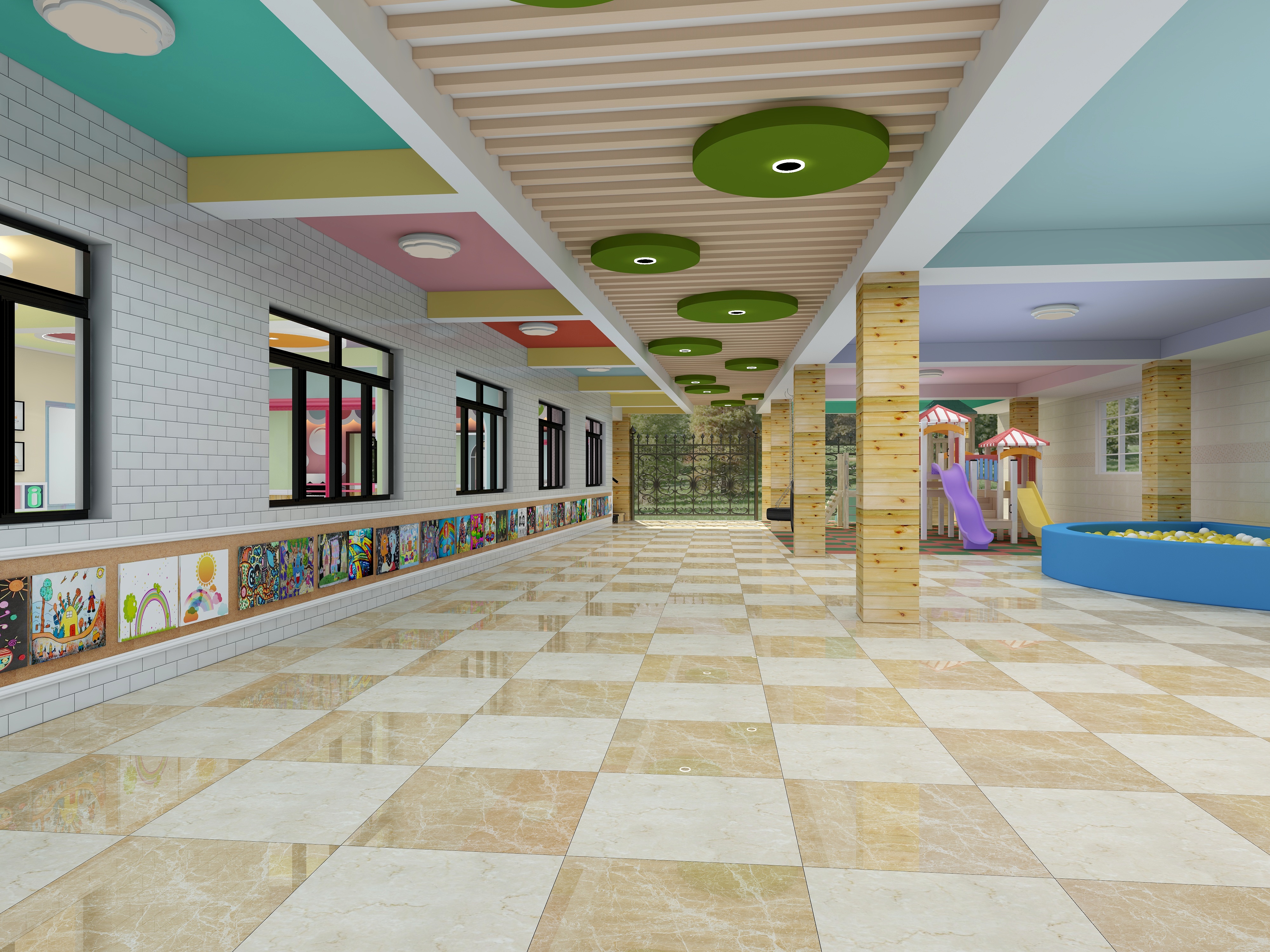 张福梅-江南幼儿园一层户外活动装修效果图第4张