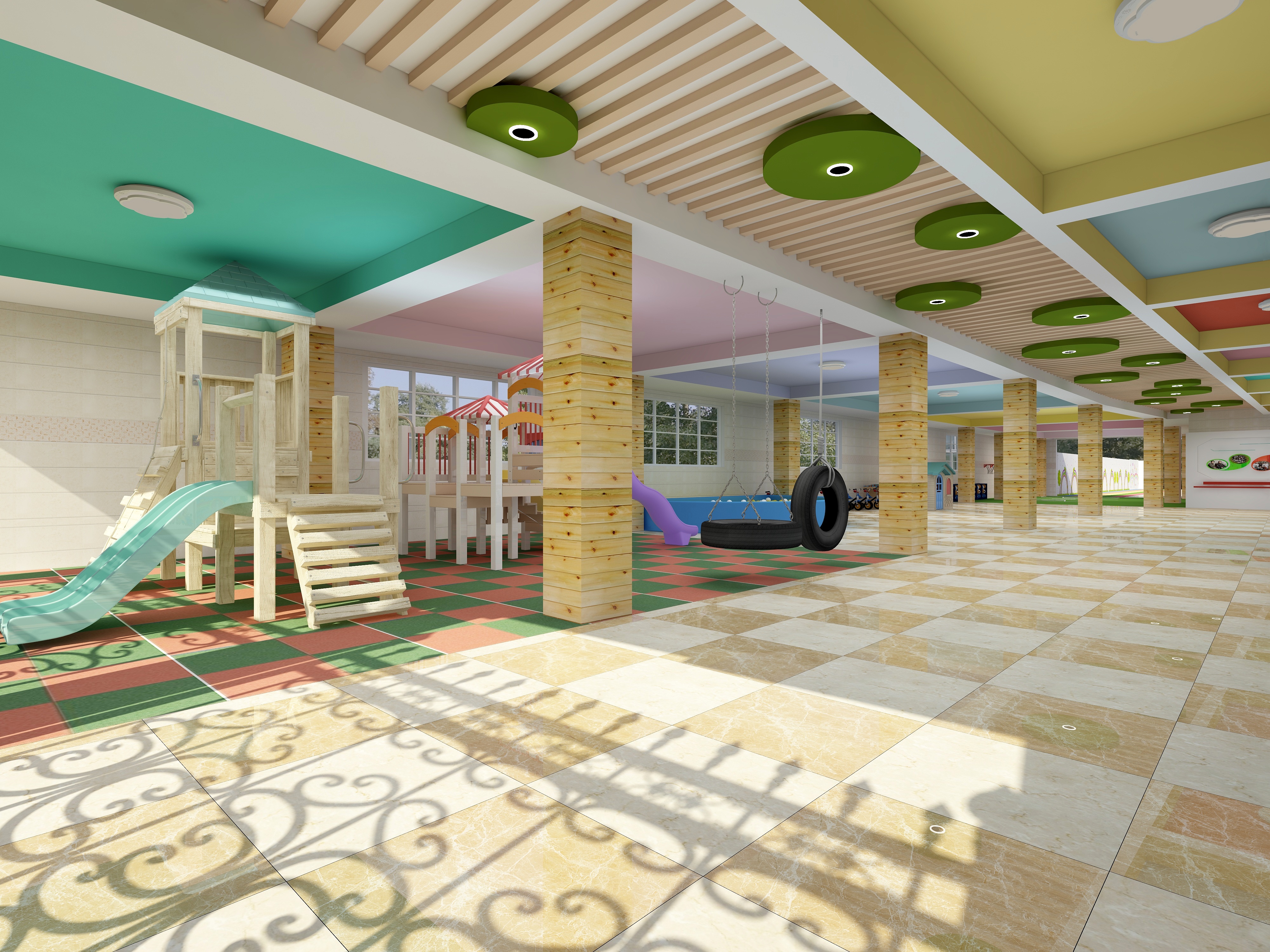 张福梅-江南幼儿园一层户外活动装修效果图第1张