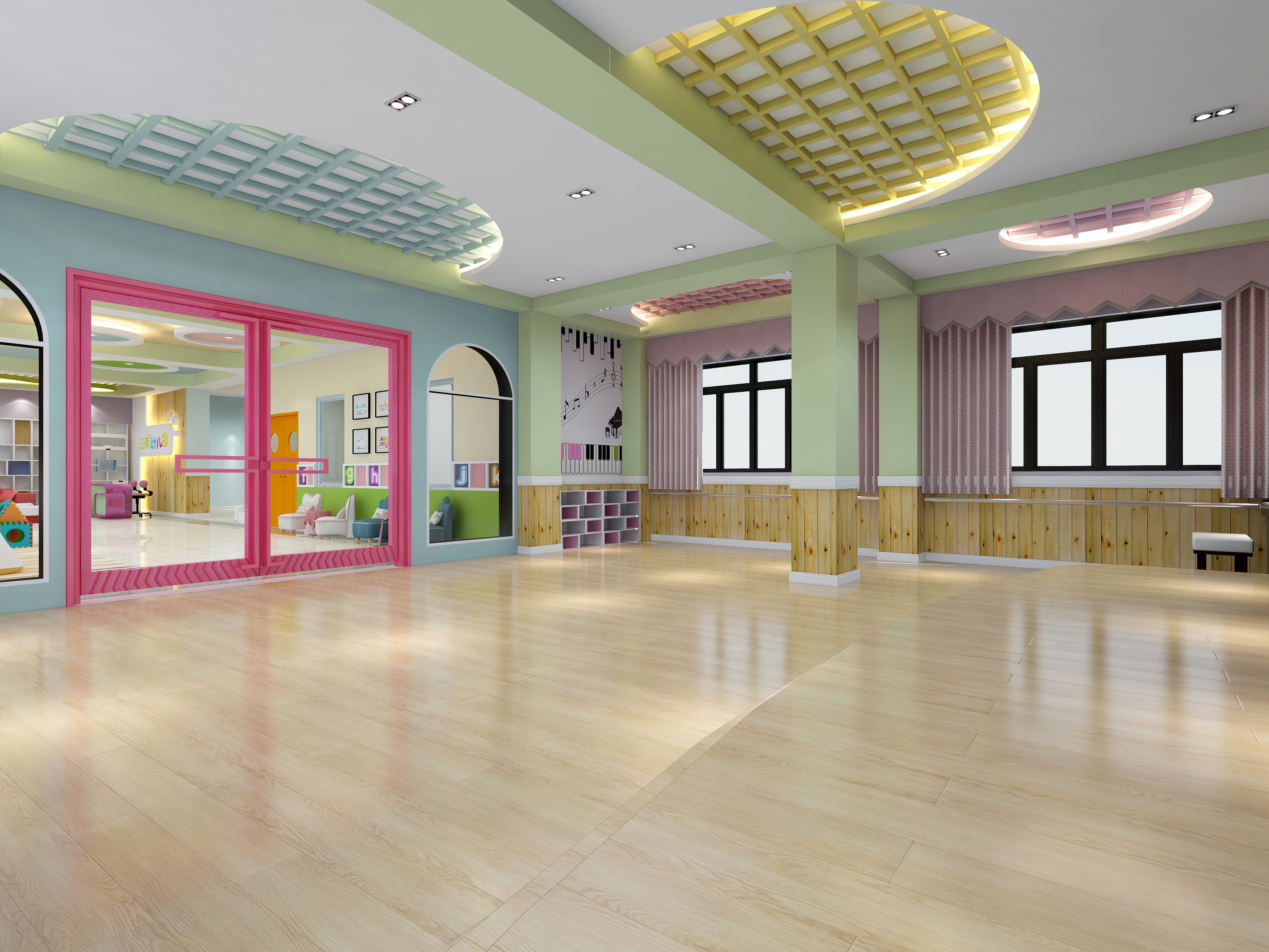 张福梅-江南幼儿园一层舞蹈室装修效果图第4张