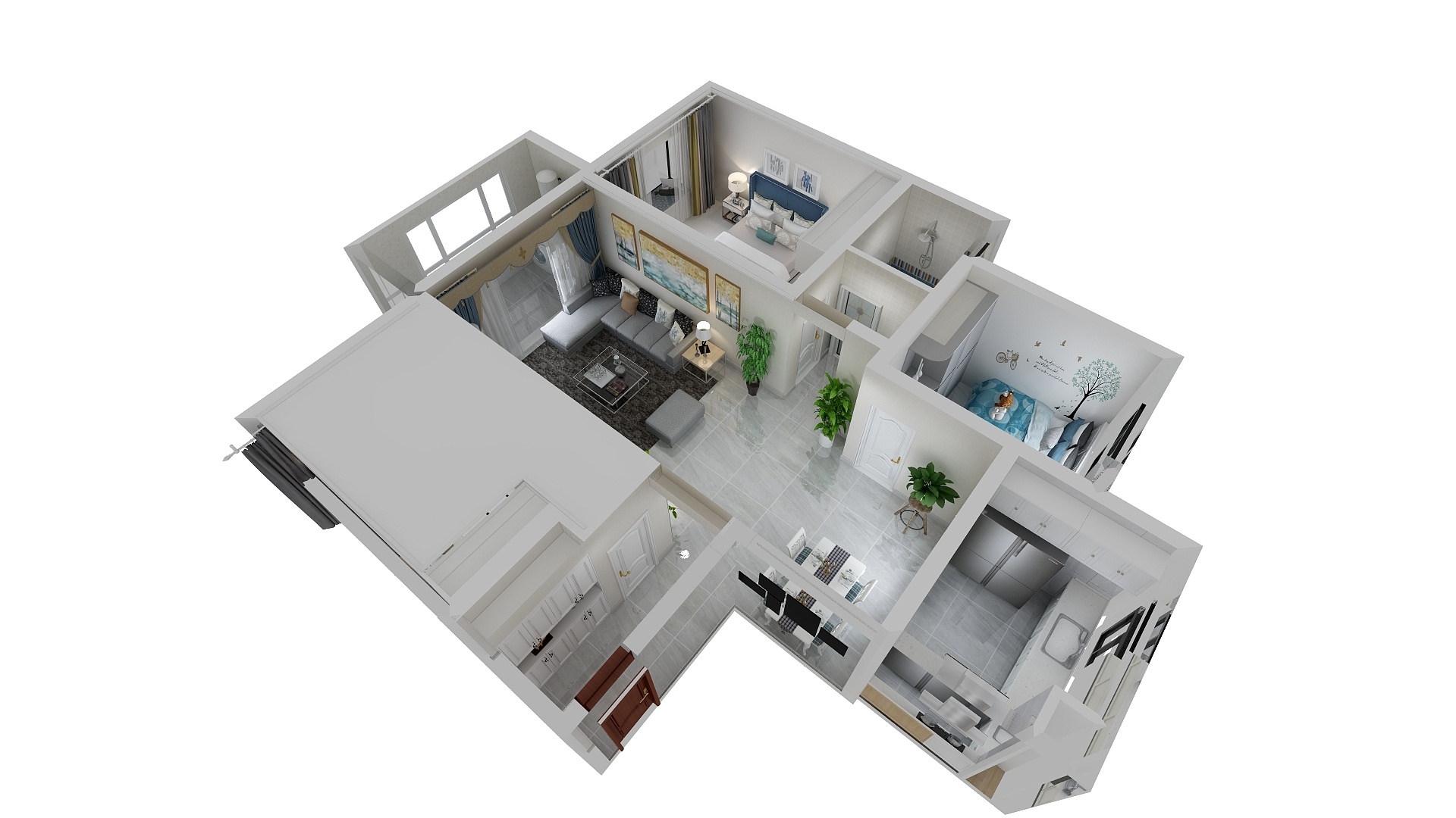 德盛源装饰设计-中新·锦绣天地115.00㎡B2户型3室2厅1卫1厨-副本-装修设计方案