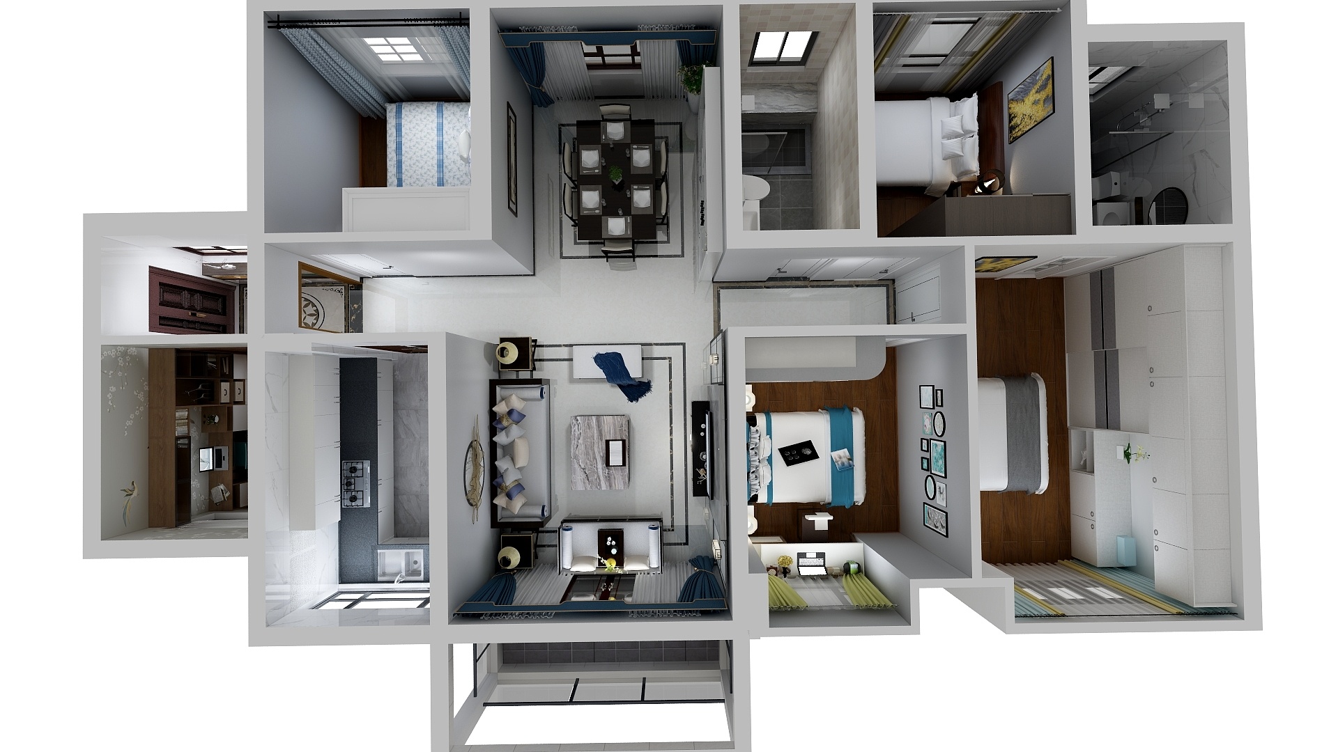 容华添哥设计-中信凯旋城6区新中式-钟总-装修设计方案