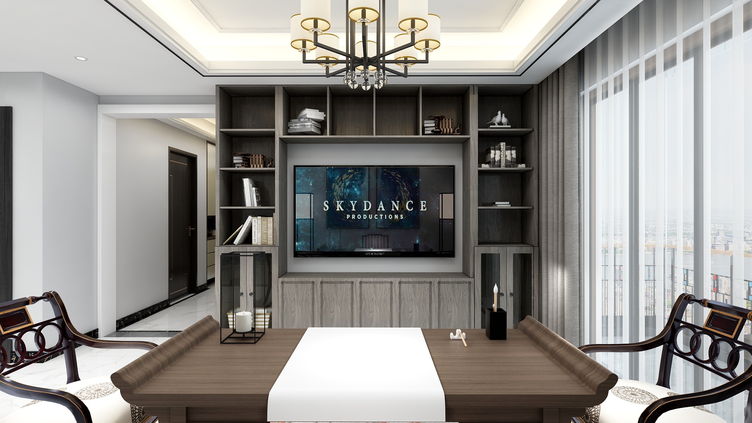 洪冠英-119方新中式四居装修效果图