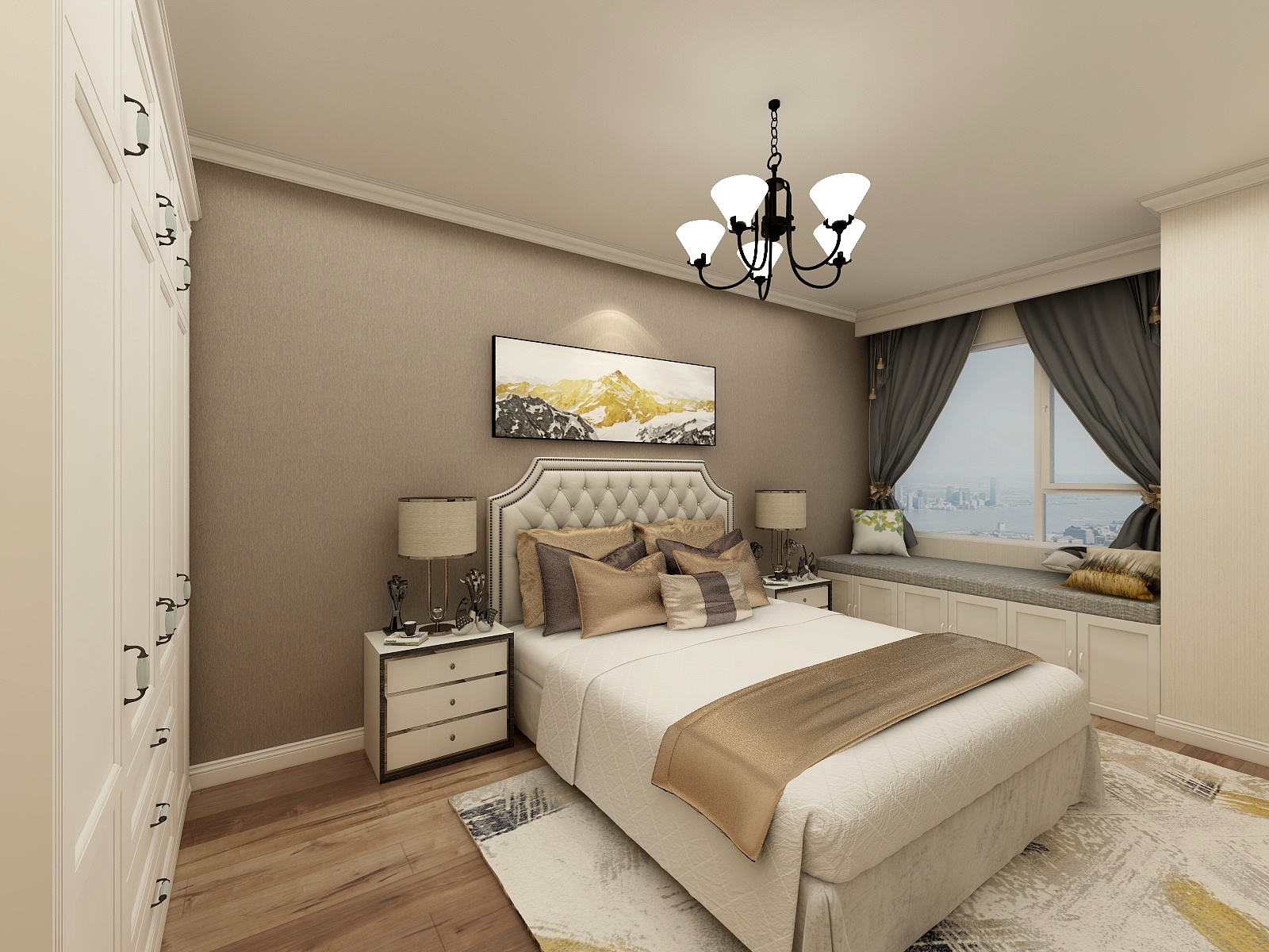 e设计师-97方简美二居一层主卧装修效果图第2张