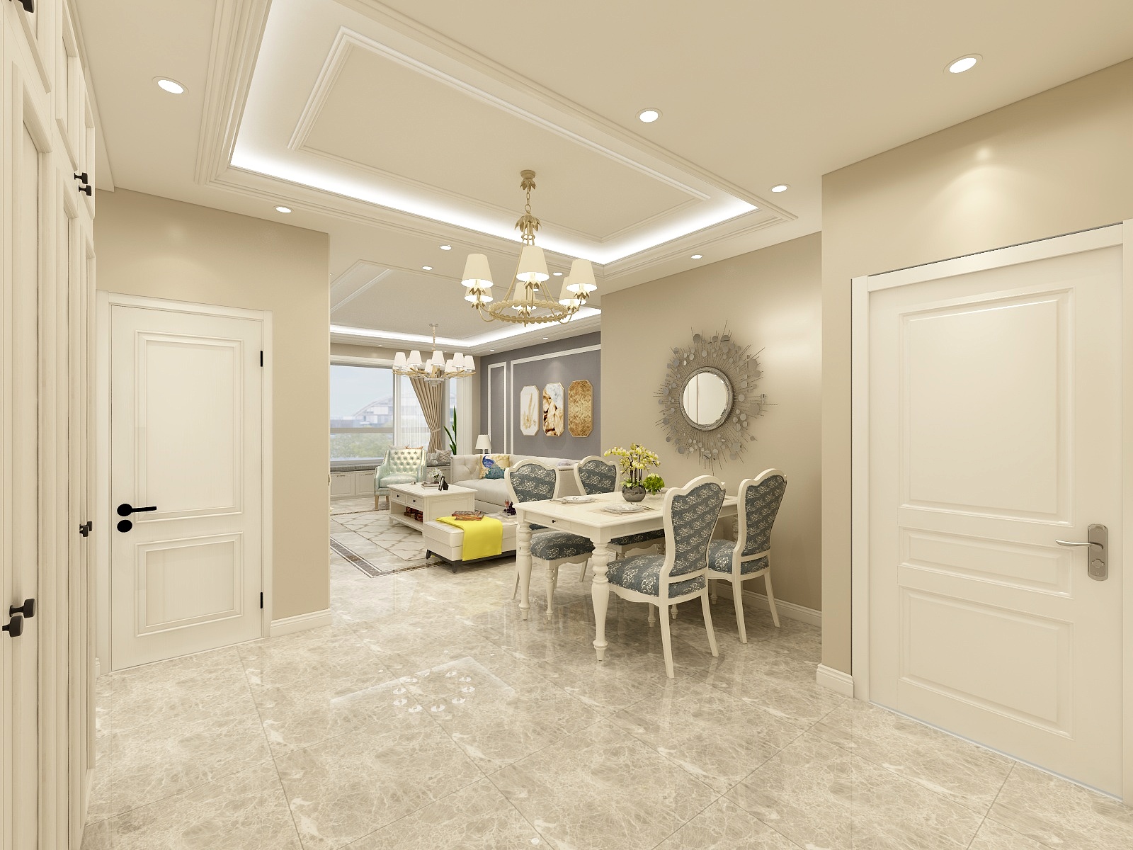 e设计师-97方简美二居一层客餐厅装修效果图第1张