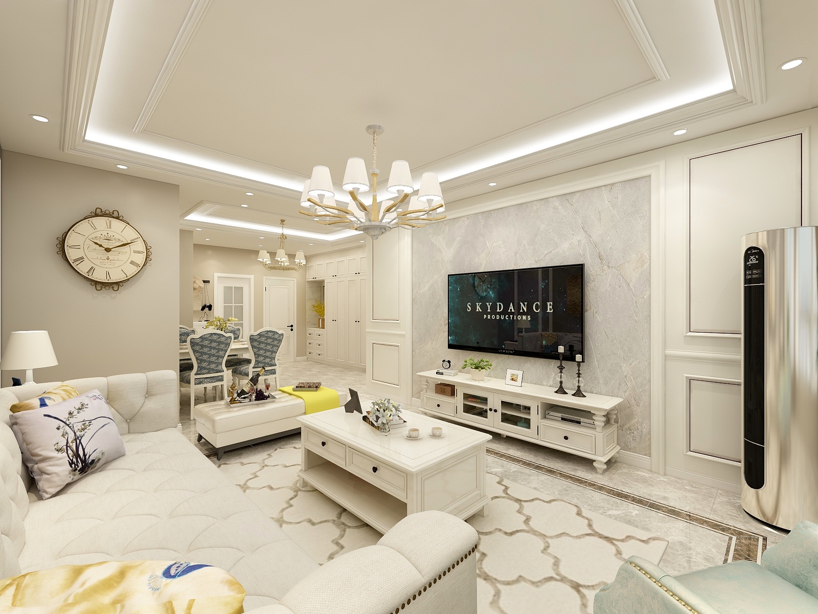 e设计师-97方简美二居一层客餐厅装修效果图第2张