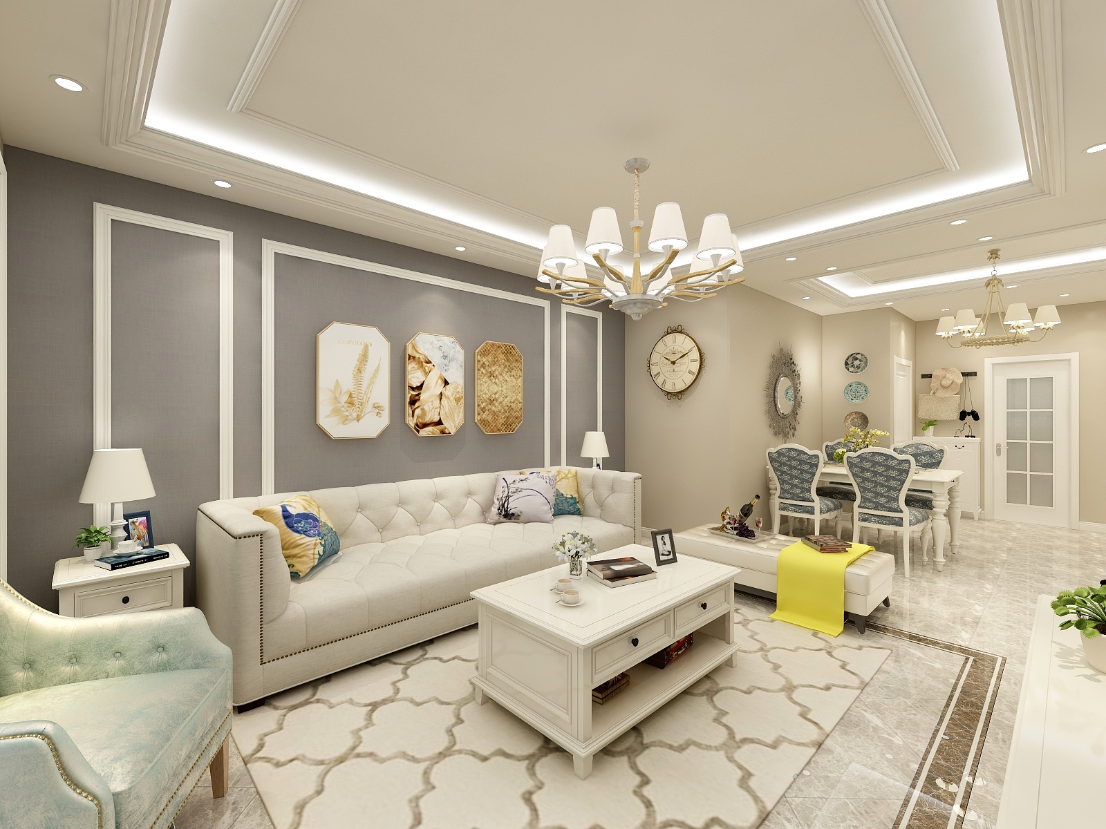 e设计师-97方简美二居一层客餐厅装修效果图第3张