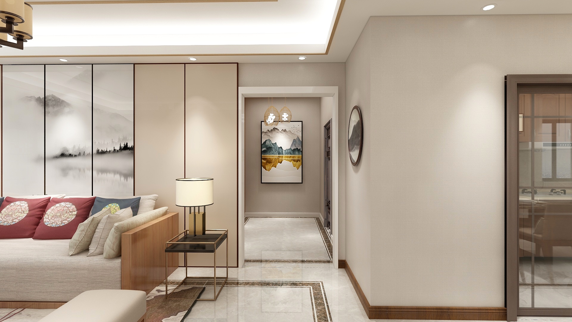 胡一舟-中式-新力金沙湾一层客餐厅装修效果图第2张