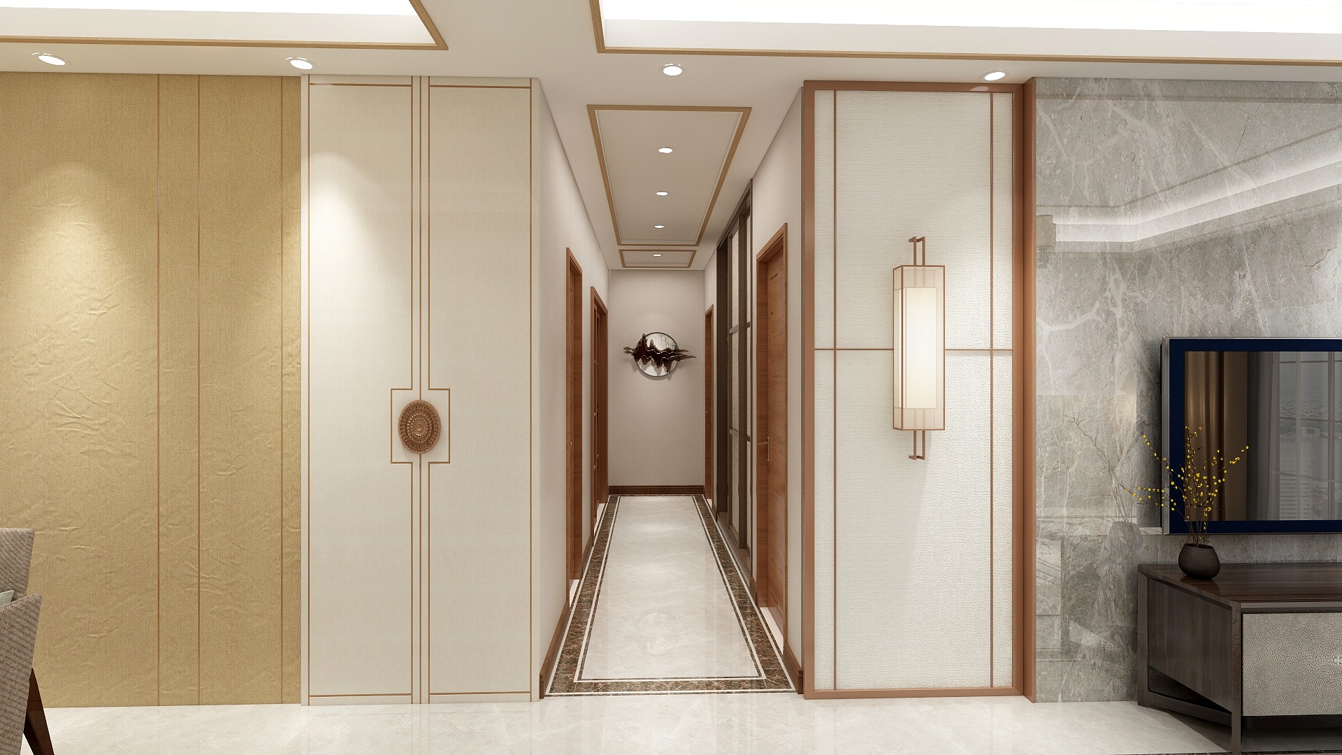 胡一舟-中式-新力金沙湾一层客餐厅装修效果图第5张