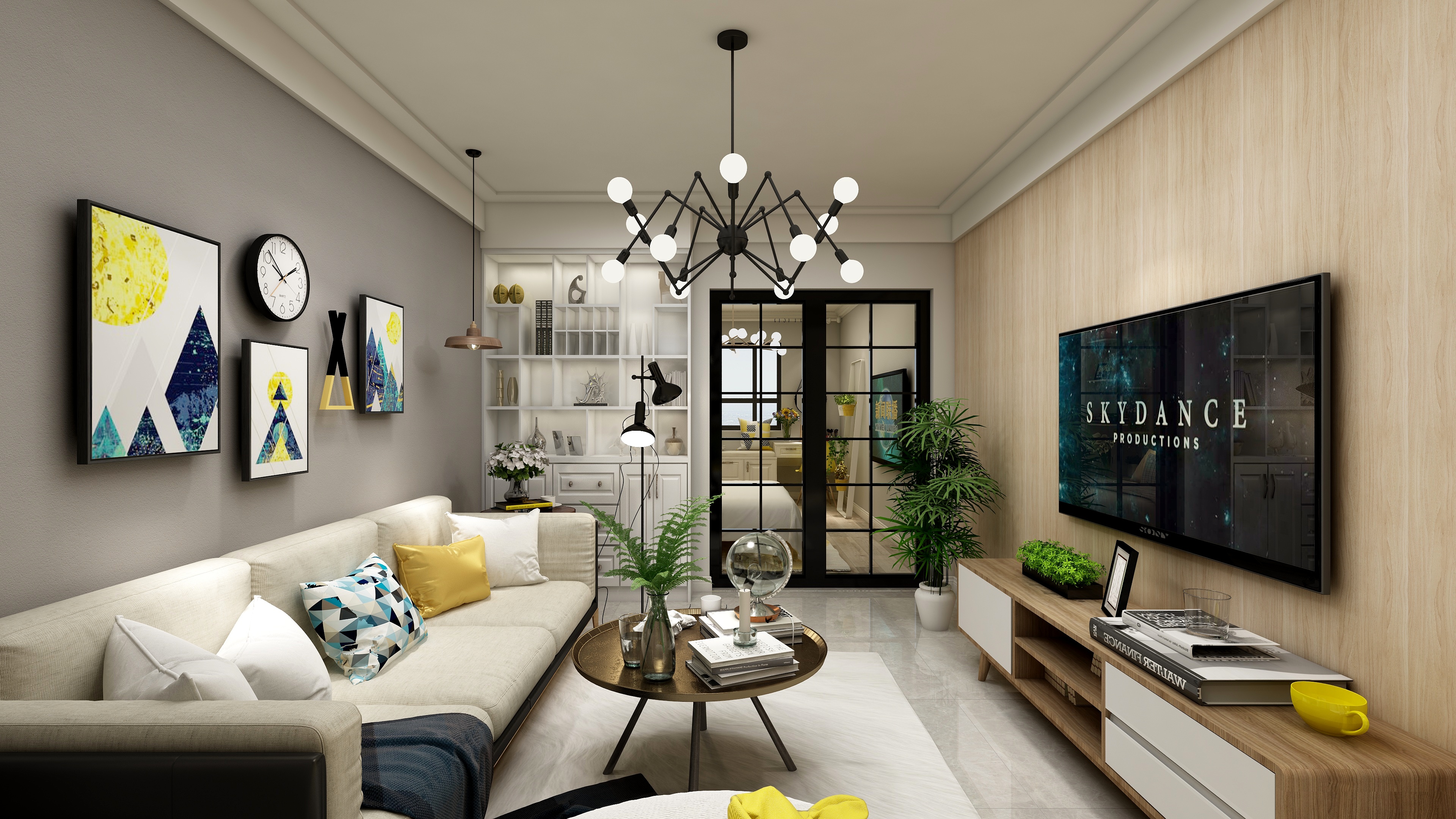 芒果装饰设计师-胡柳清-73方北欧二居装修效果图