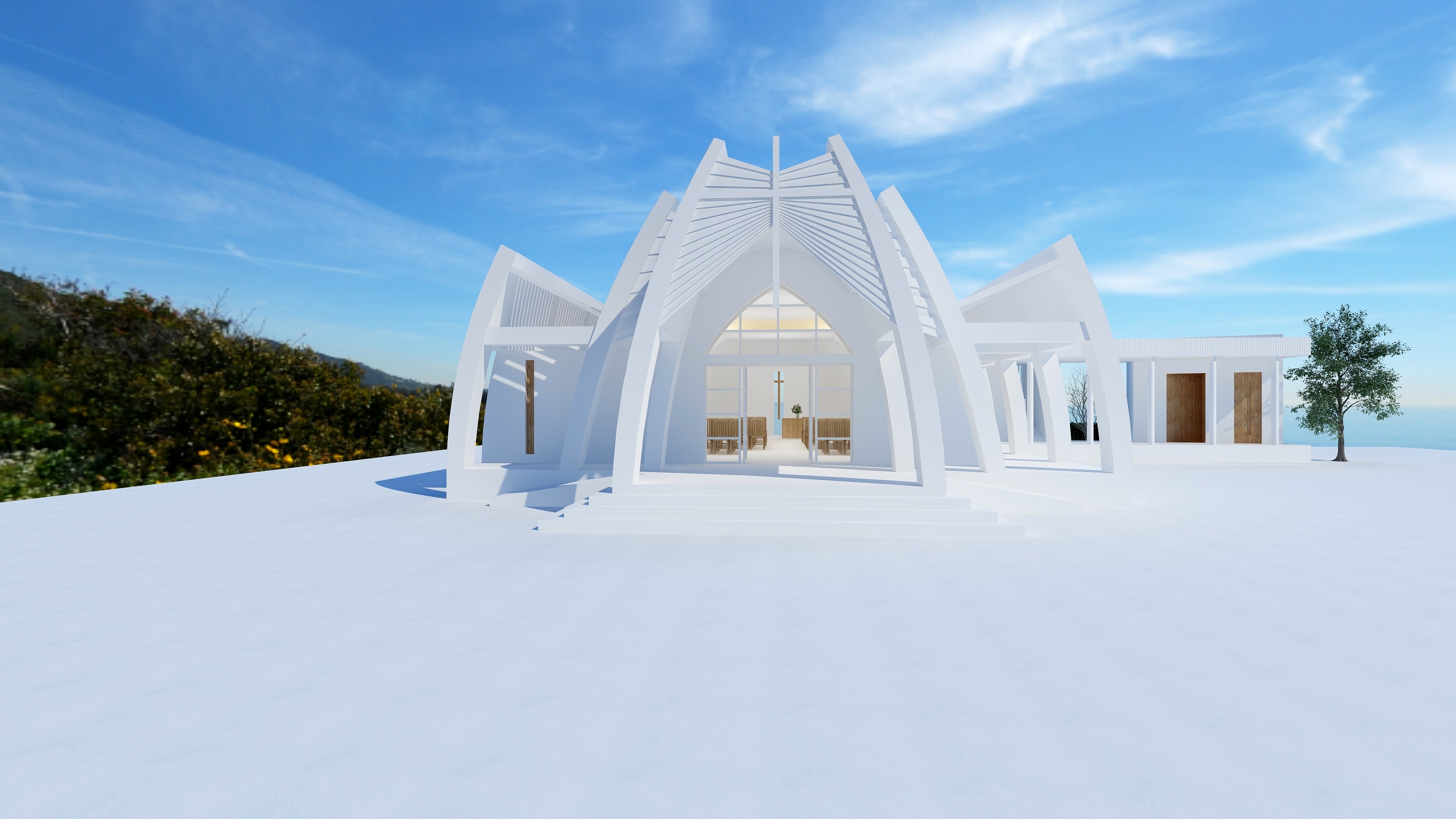 NANSHAN--圆弧教堂案例一层露台（无顶）装修效果图第2张