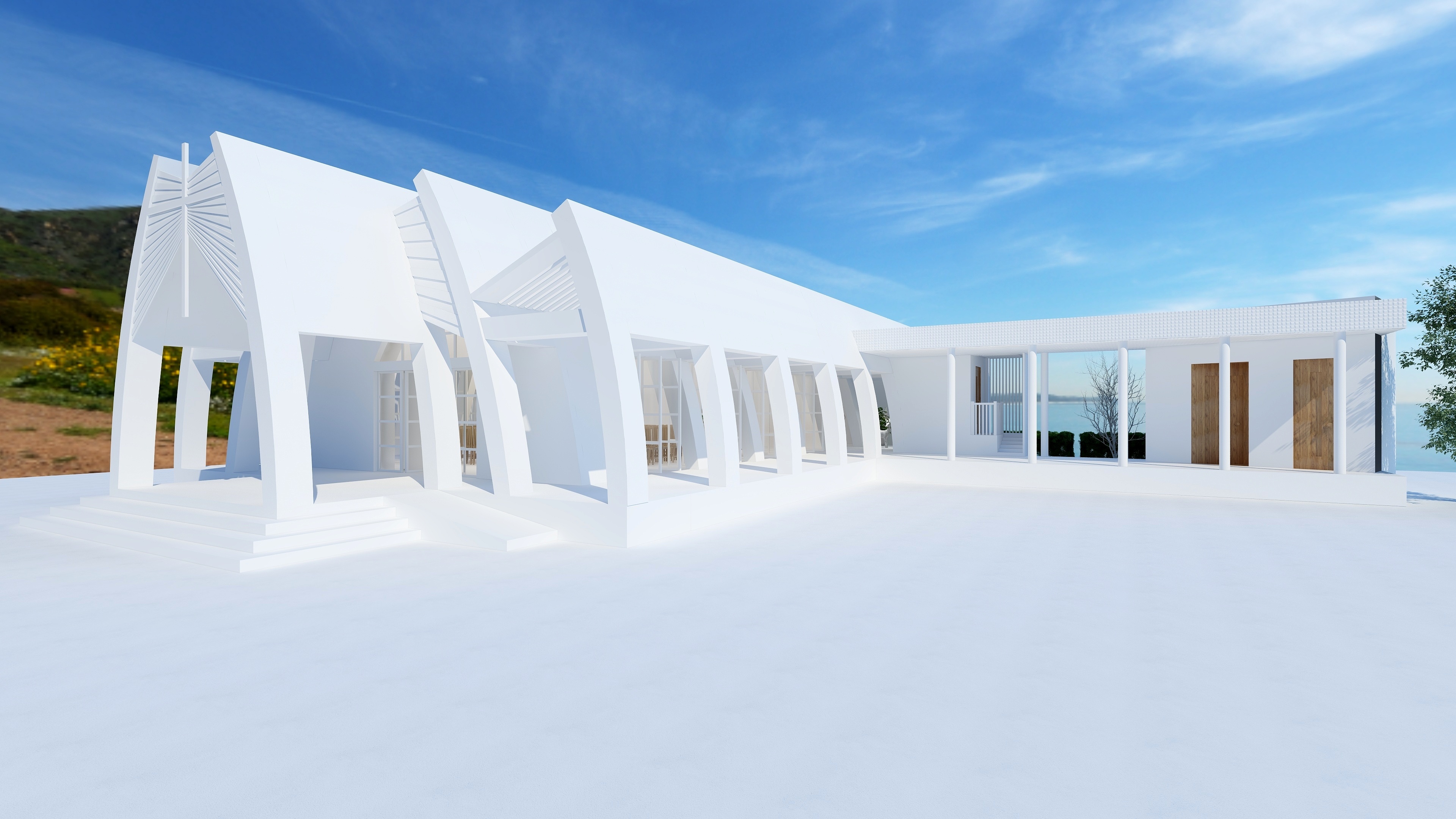 NANSHAN--圆弧教堂案例一层露台（无顶）装修效果图第3张