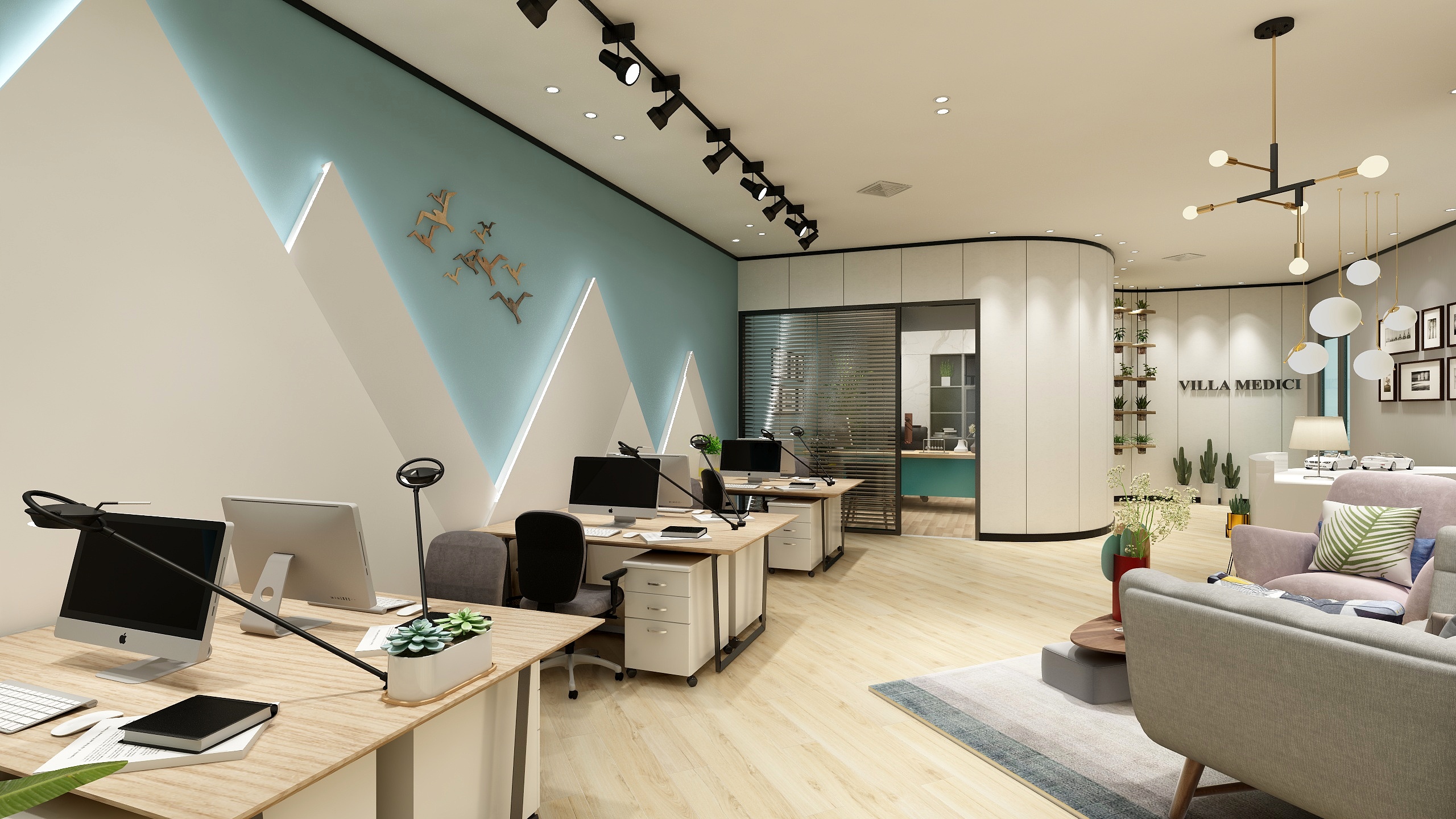 可圈可点空间设计-SOHO办公空间一层公共区装修效果图第2张