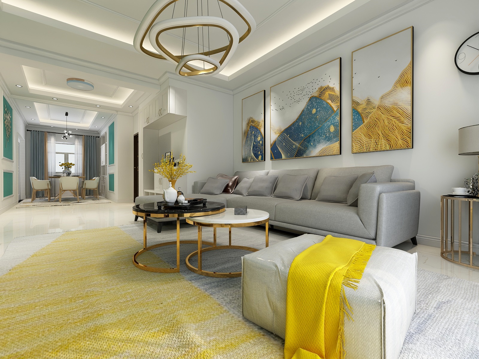 梁晓-山海国际134.42㎡J-户型3室2厅2卫-装修设计方案