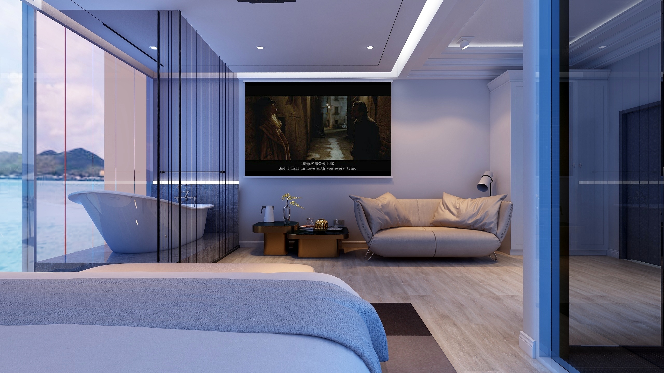 qqFPiF-酒店客房一层主卧装修效果图第5张