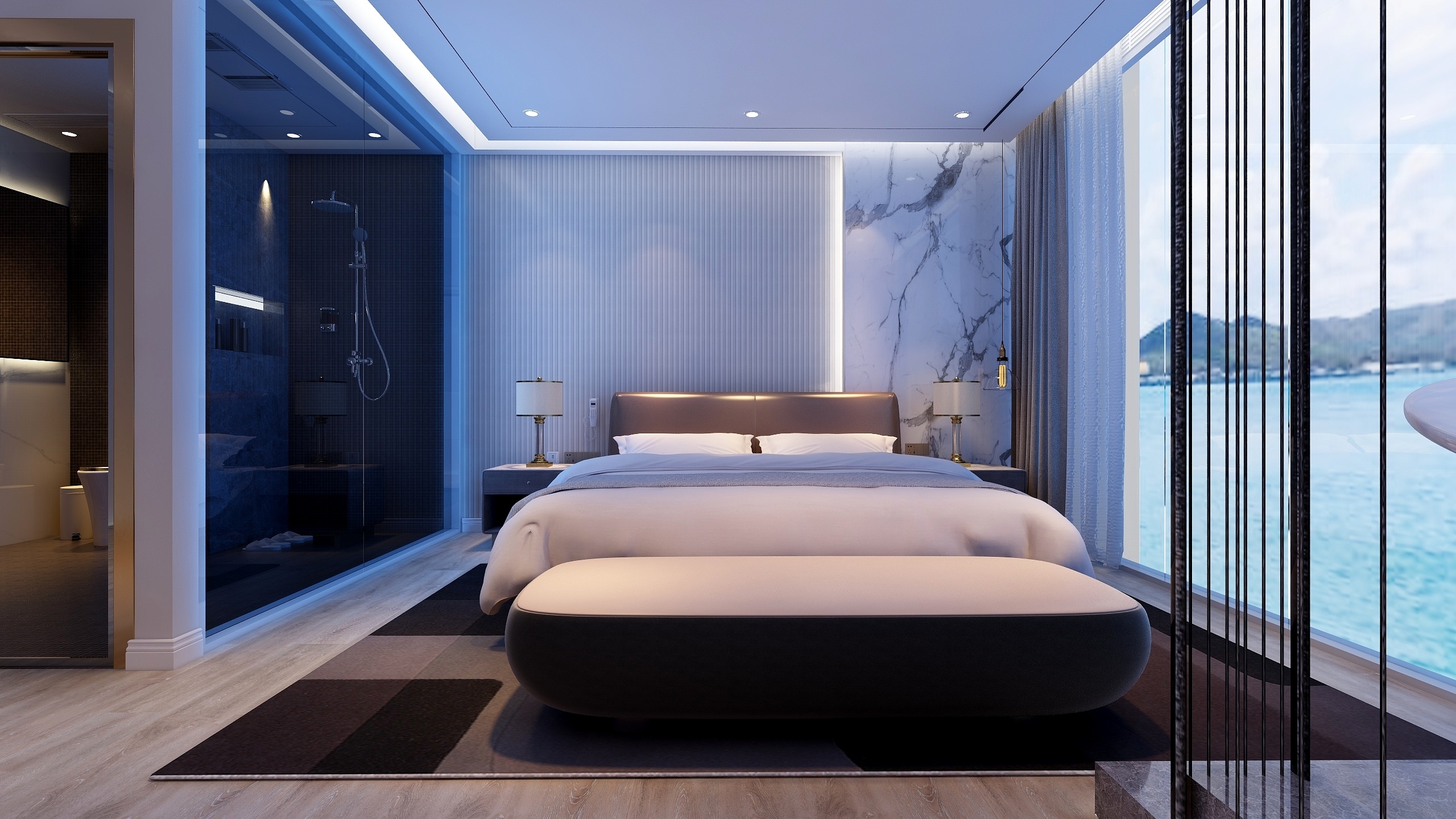 qqFPiF-酒店客房一层主卧装修效果图第4张