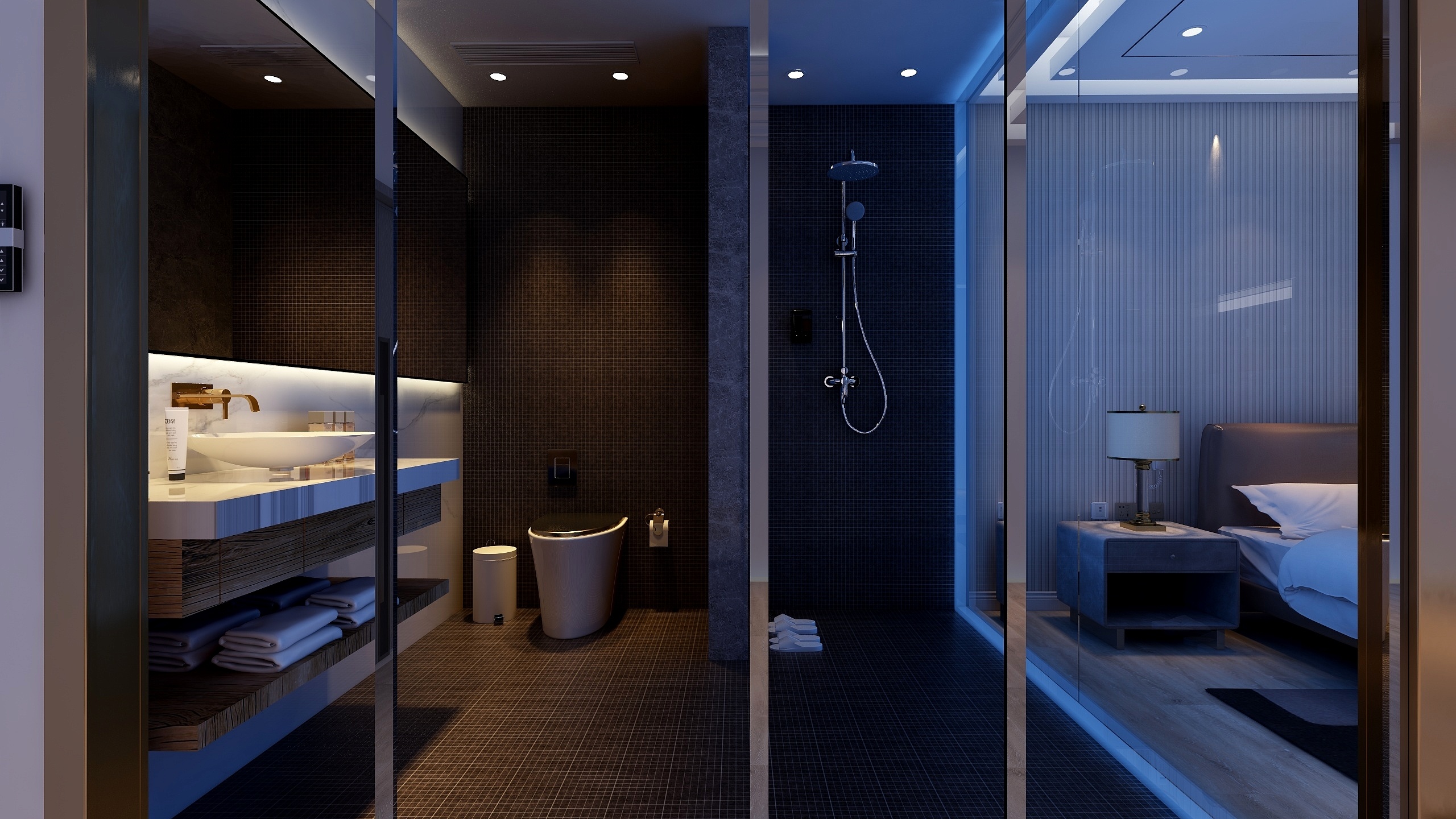 qqFPiF-酒店客房一层主卧装修效果图第2张