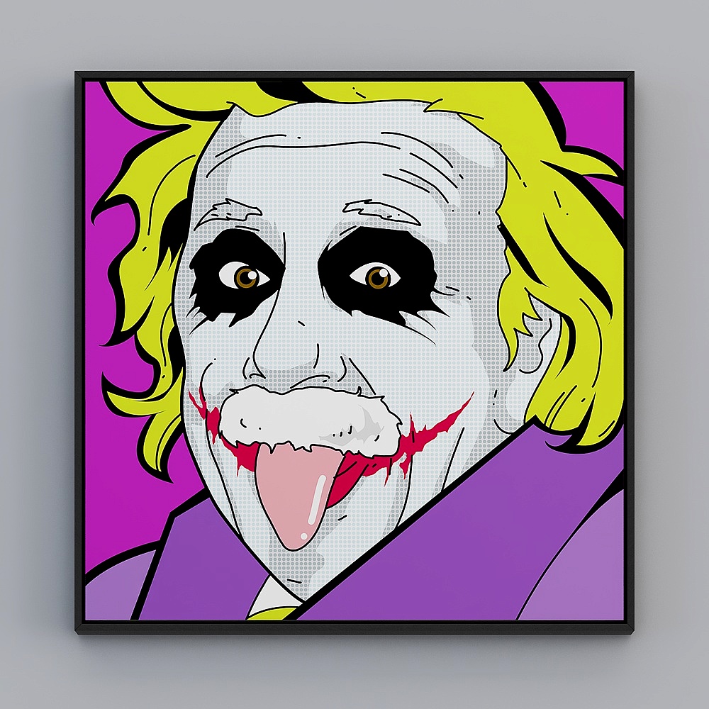 起贝现代餐厅玄关走廊方款黑色框73x73cm漫画人物wlpr-x-113D模型