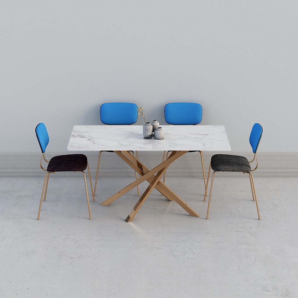 北欧轻奢餐桌椅组合3D模型