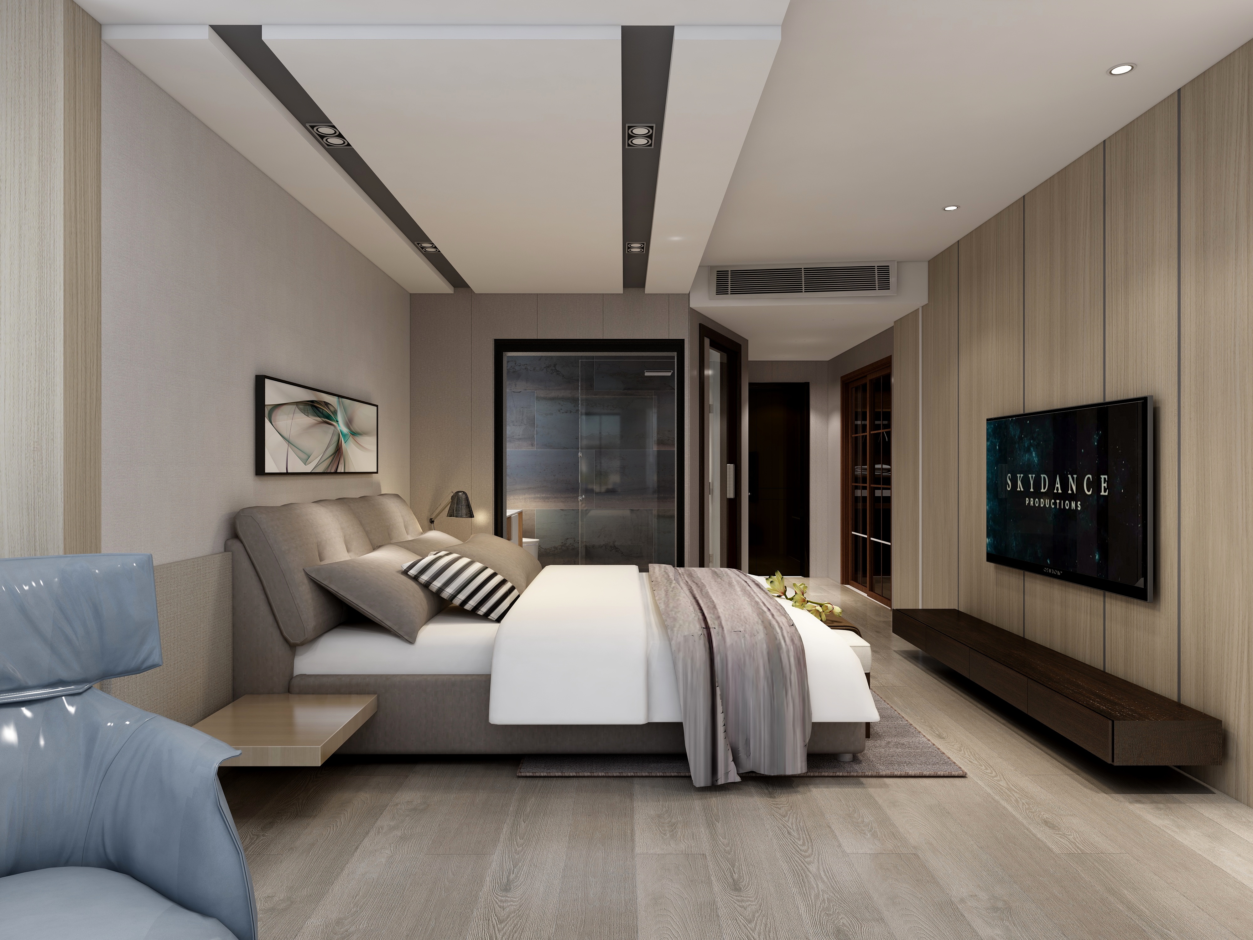 Junior7-187㎡现代三居一层主卧装修效果图第1张