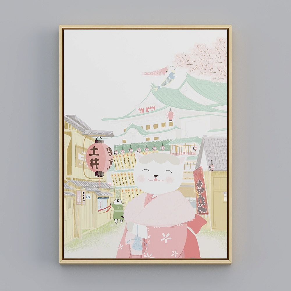 日式小清新房间装饰画日本樱花风景挂画餐厅卧室寿司店壁画bqy222b-x-1