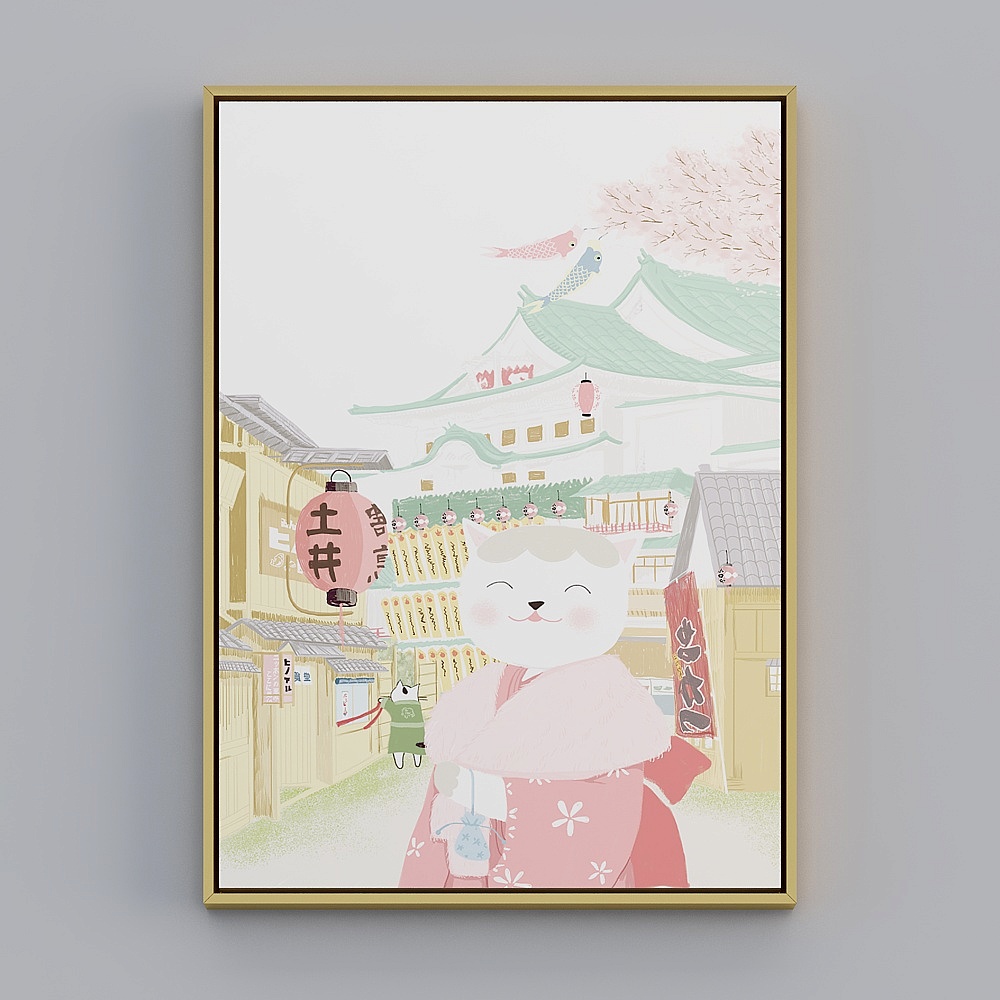 日式小清新房间装饰画日本樱花风景挂画餐厅卧室寿司店壁画bqy222b-x-1