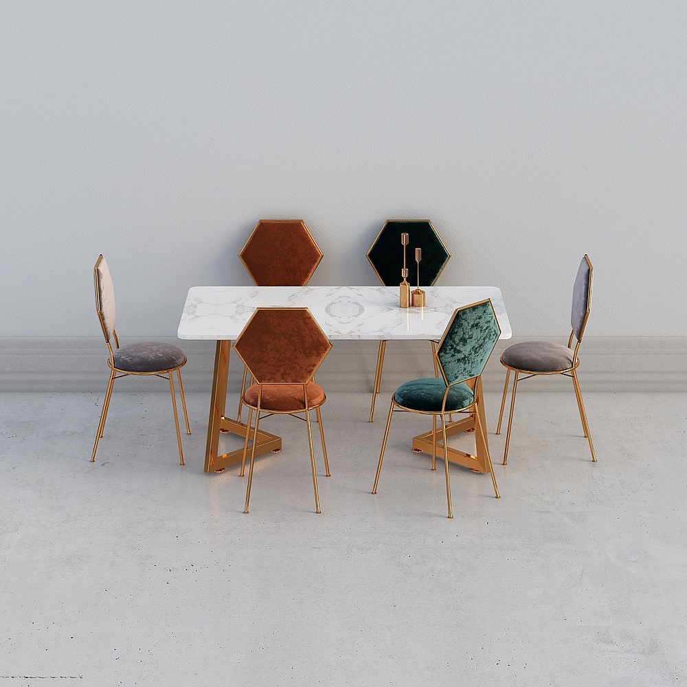 北欧轻奢餐桌椅3d模型