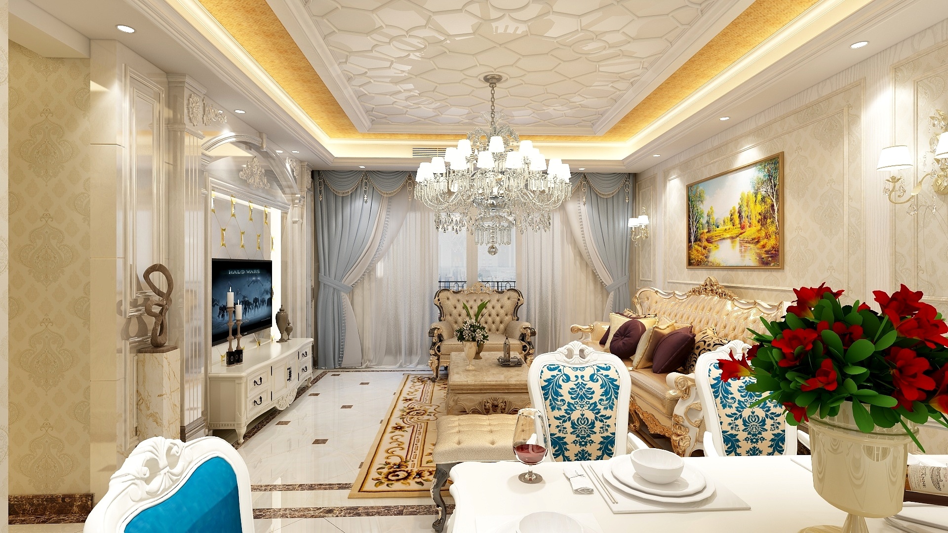 设计师丨时翊-112方欧式两居装修效果图