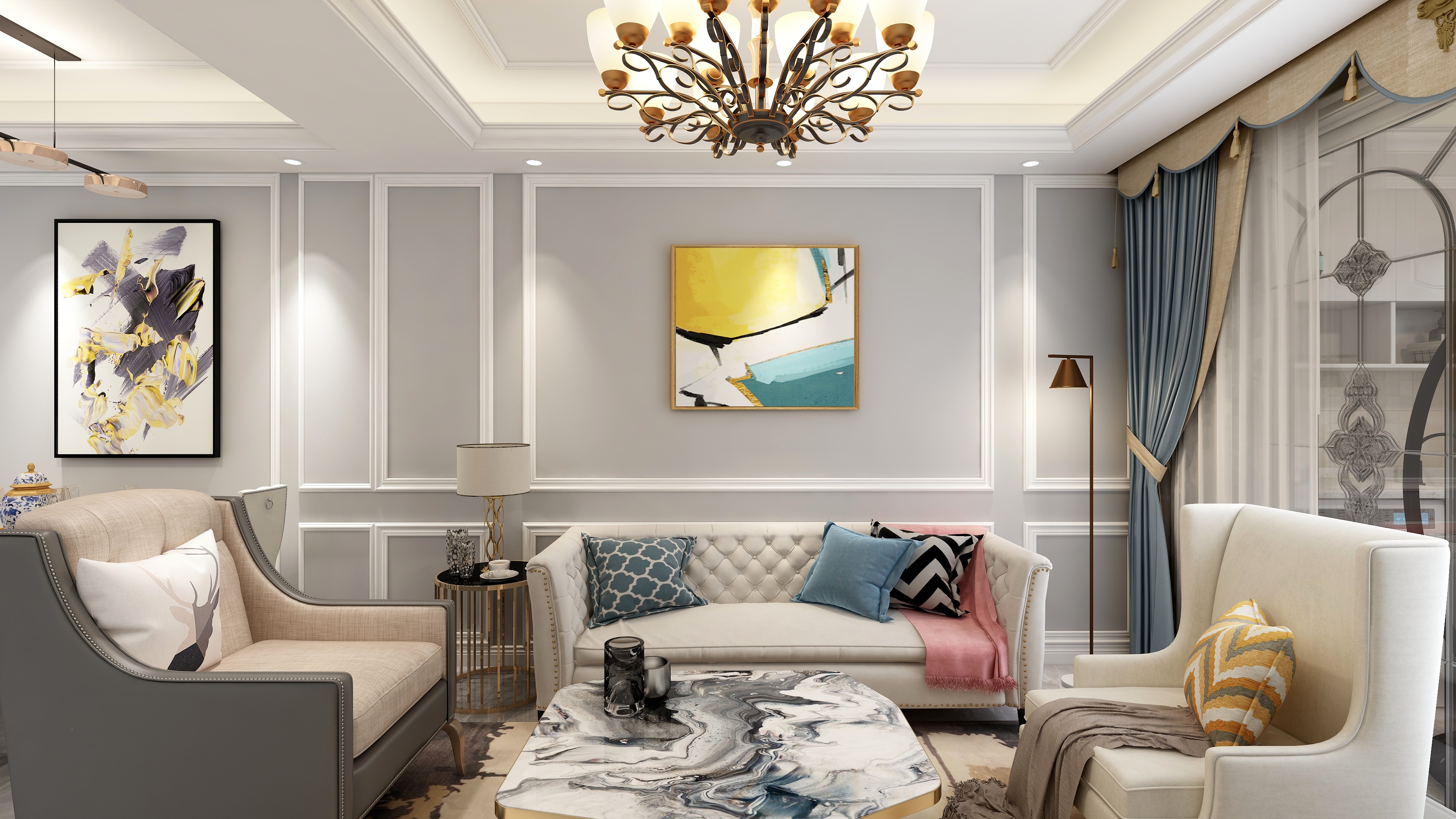 方阳-81㎡简美两居装修效果图