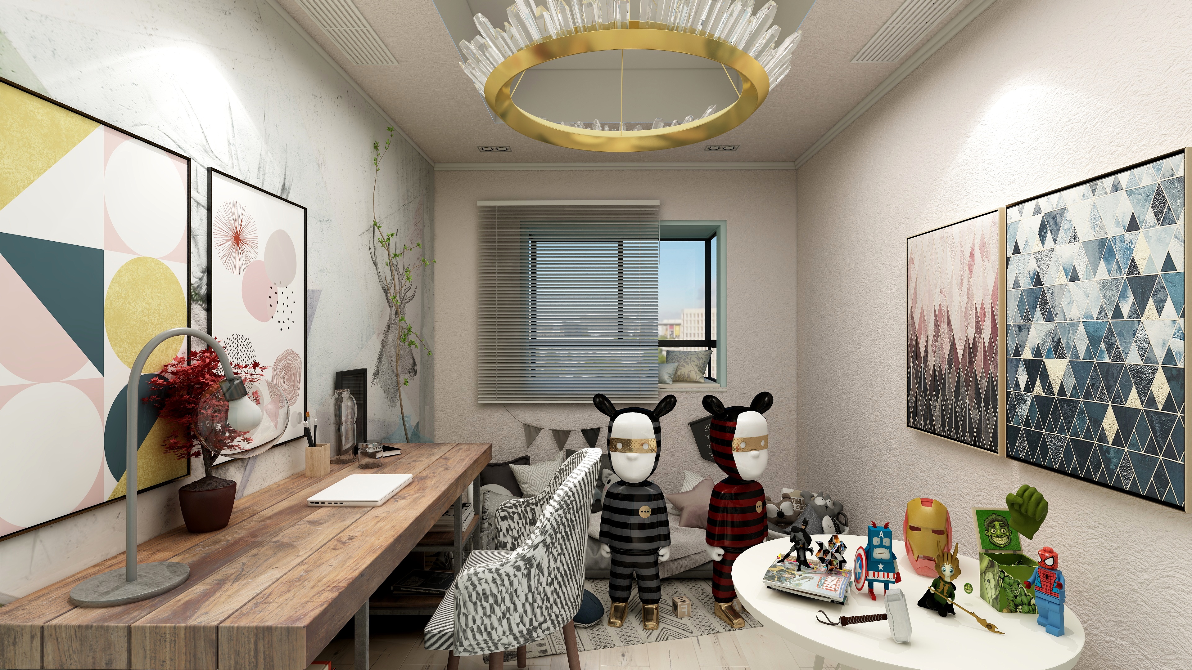 梁式独立全案设计-魂牵梦溪-127㎡现代两居装修效果图