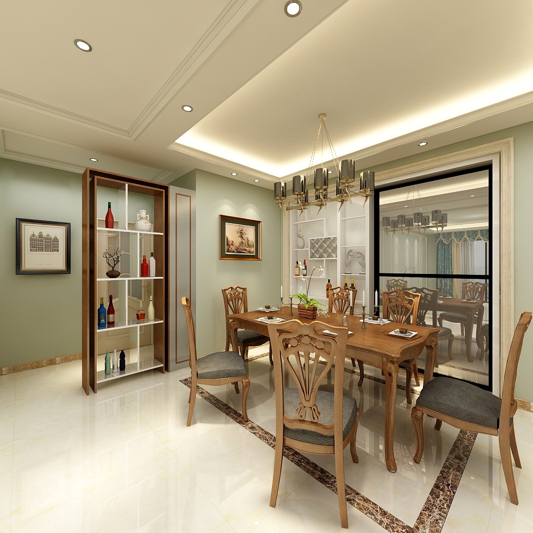 AHome999-122方富林小镇三居一层客餐厅装修效果图第5张