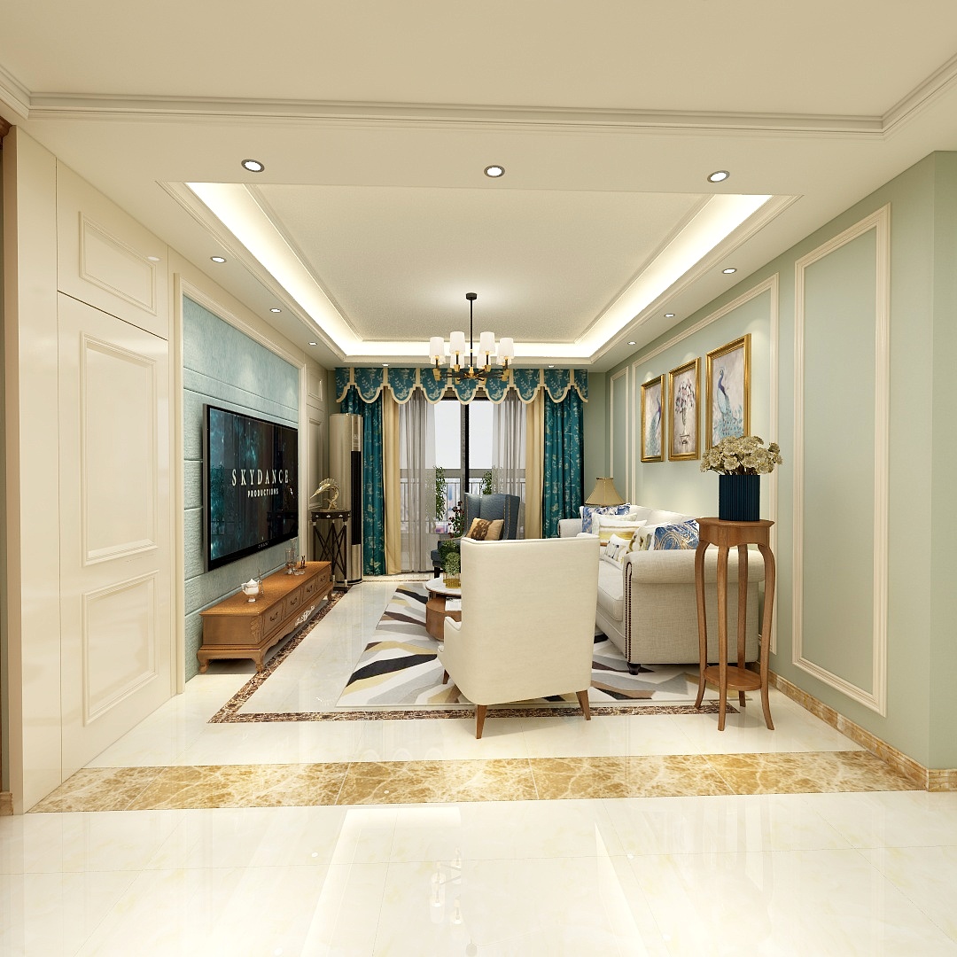 AHome999-122方富林小镇三居一层客餐厅装修效果图第2张