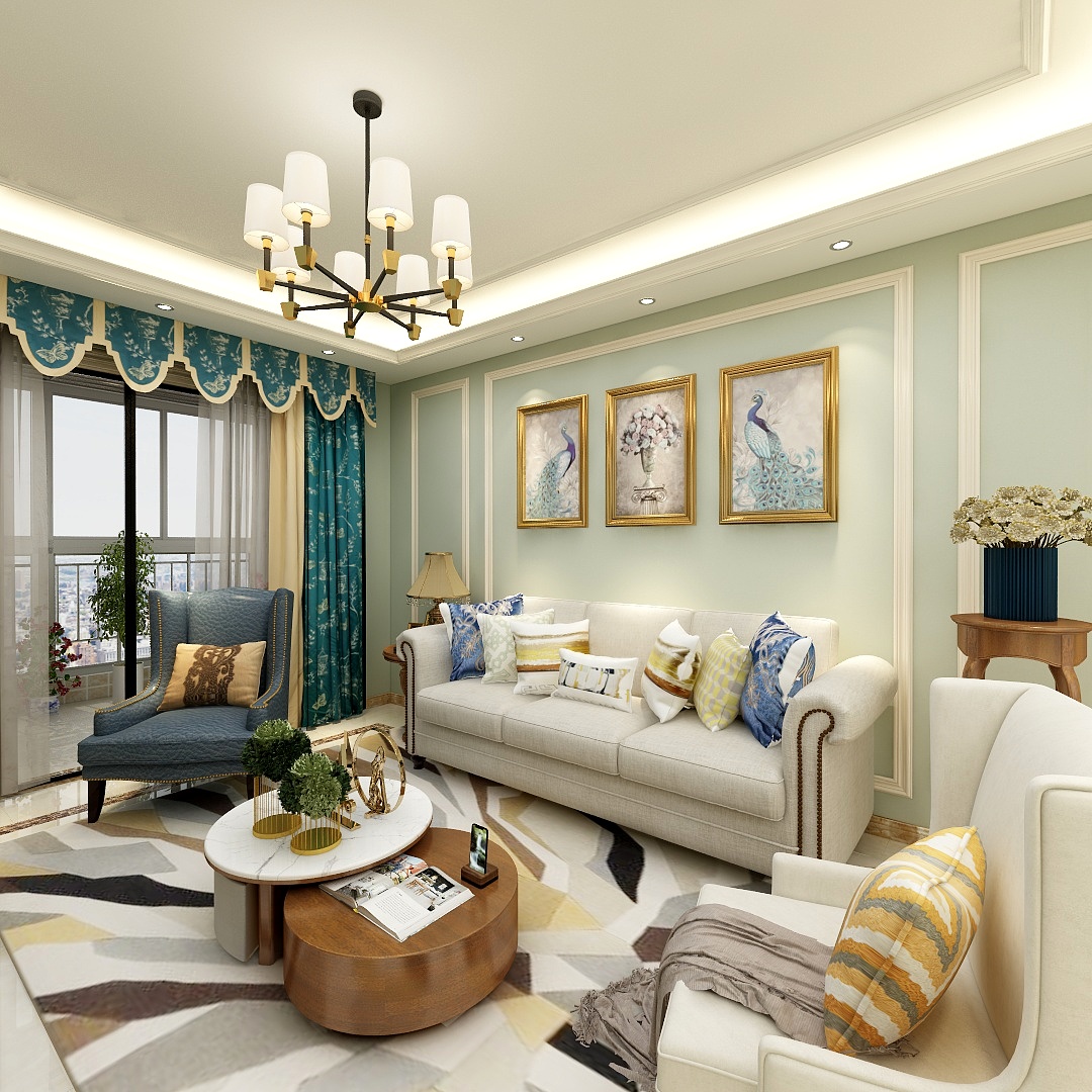 AHome999-122方富林小镇三居一层客餐厅装修效果图第4张