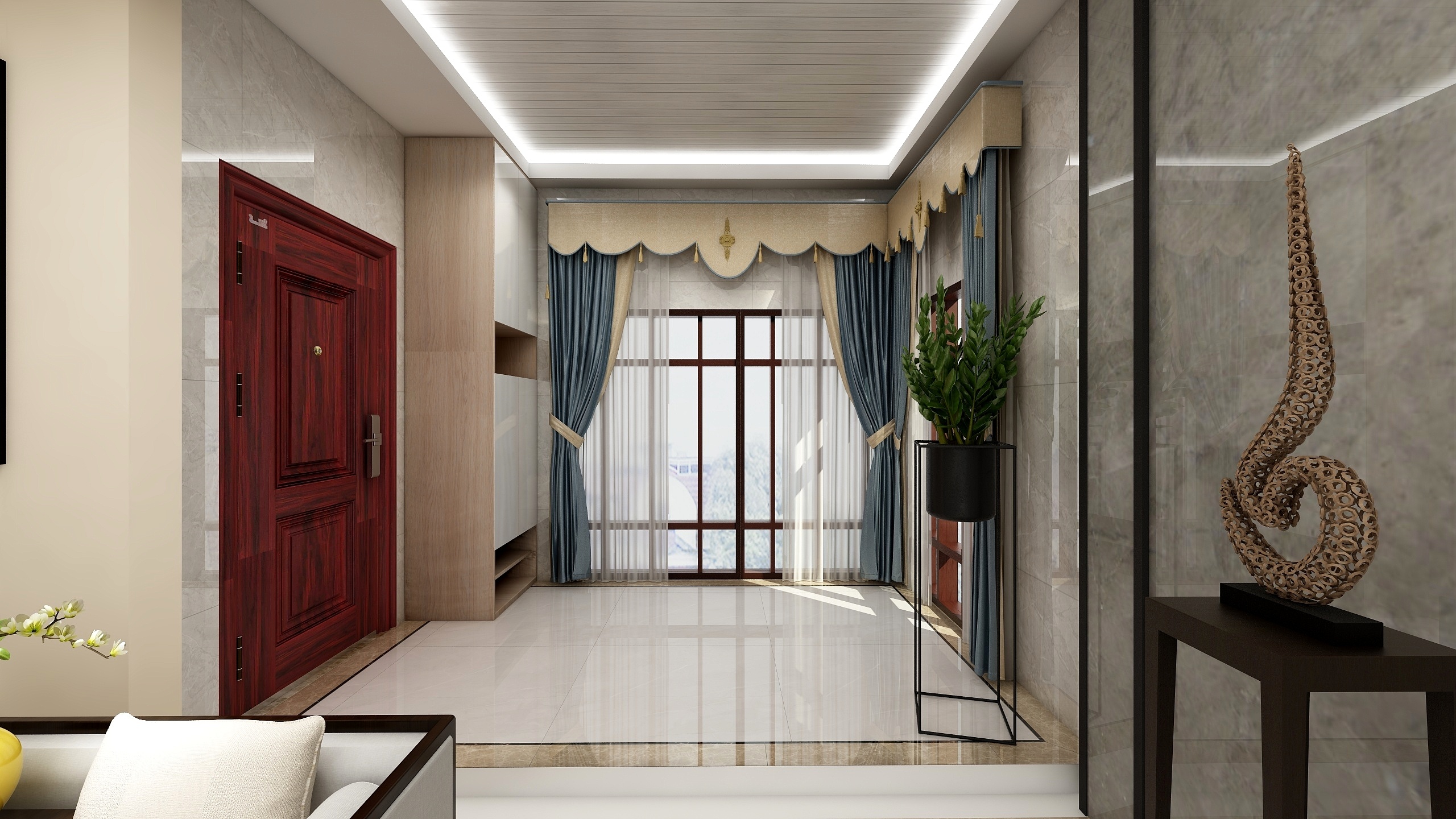 134****5932tOPp-130平方三房二厅新中式-装修设计方案