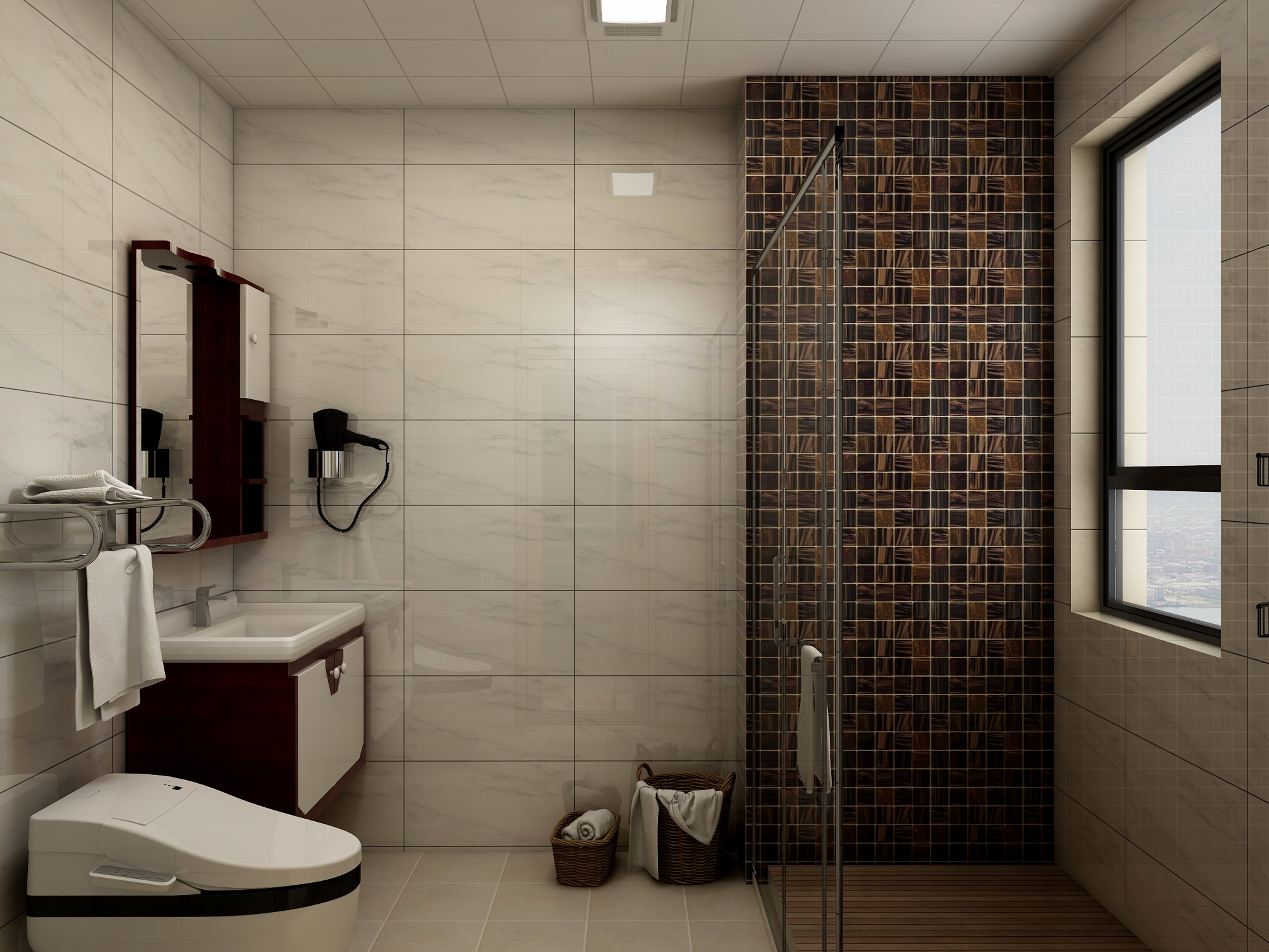 李艳楠设计狮-146方新中式三居一层卫生间装修效果图第1张