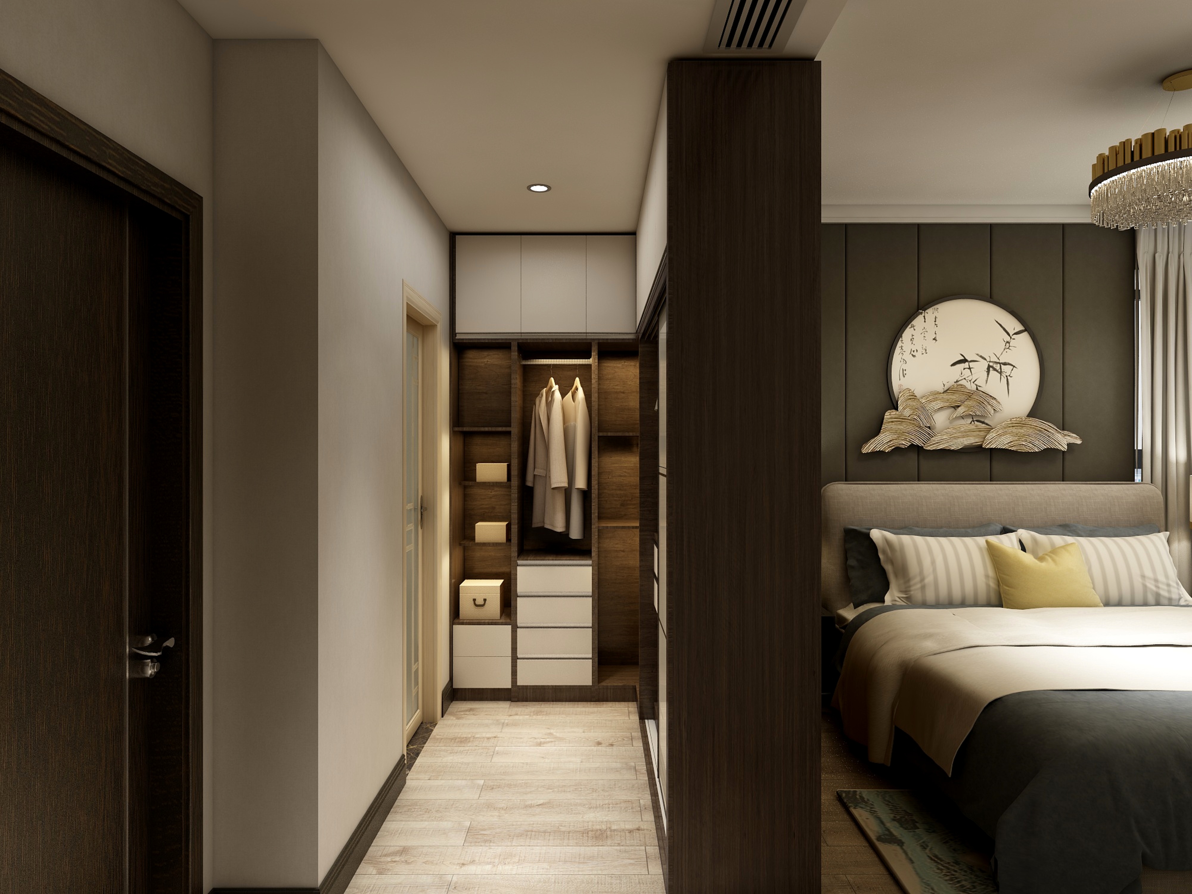 李艳楠设计狮-146方新中式三居一层主卧装修效果图第2张