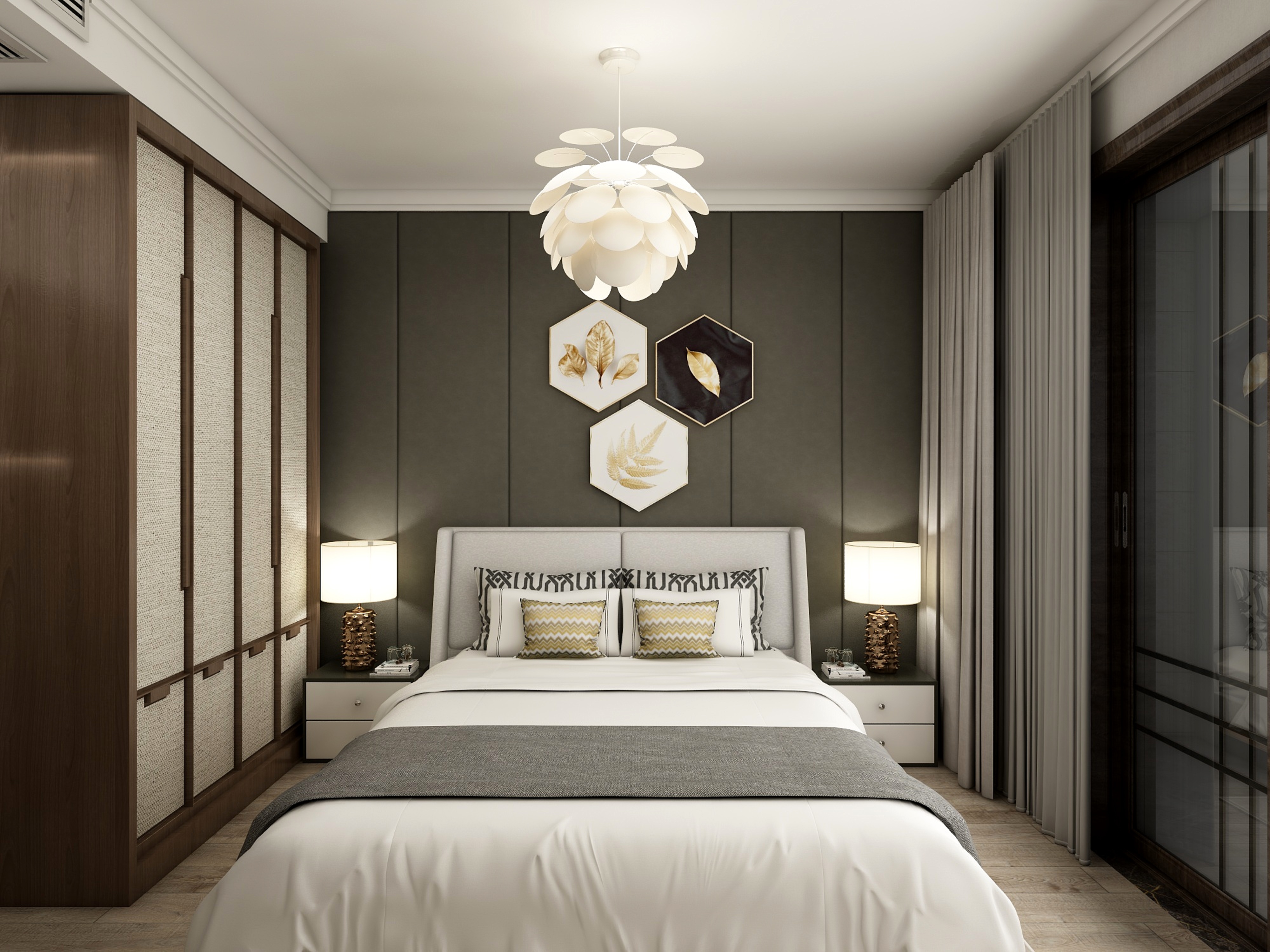 李艳楠设计狮-146方新中式三居一层次卧装修效果图第1张