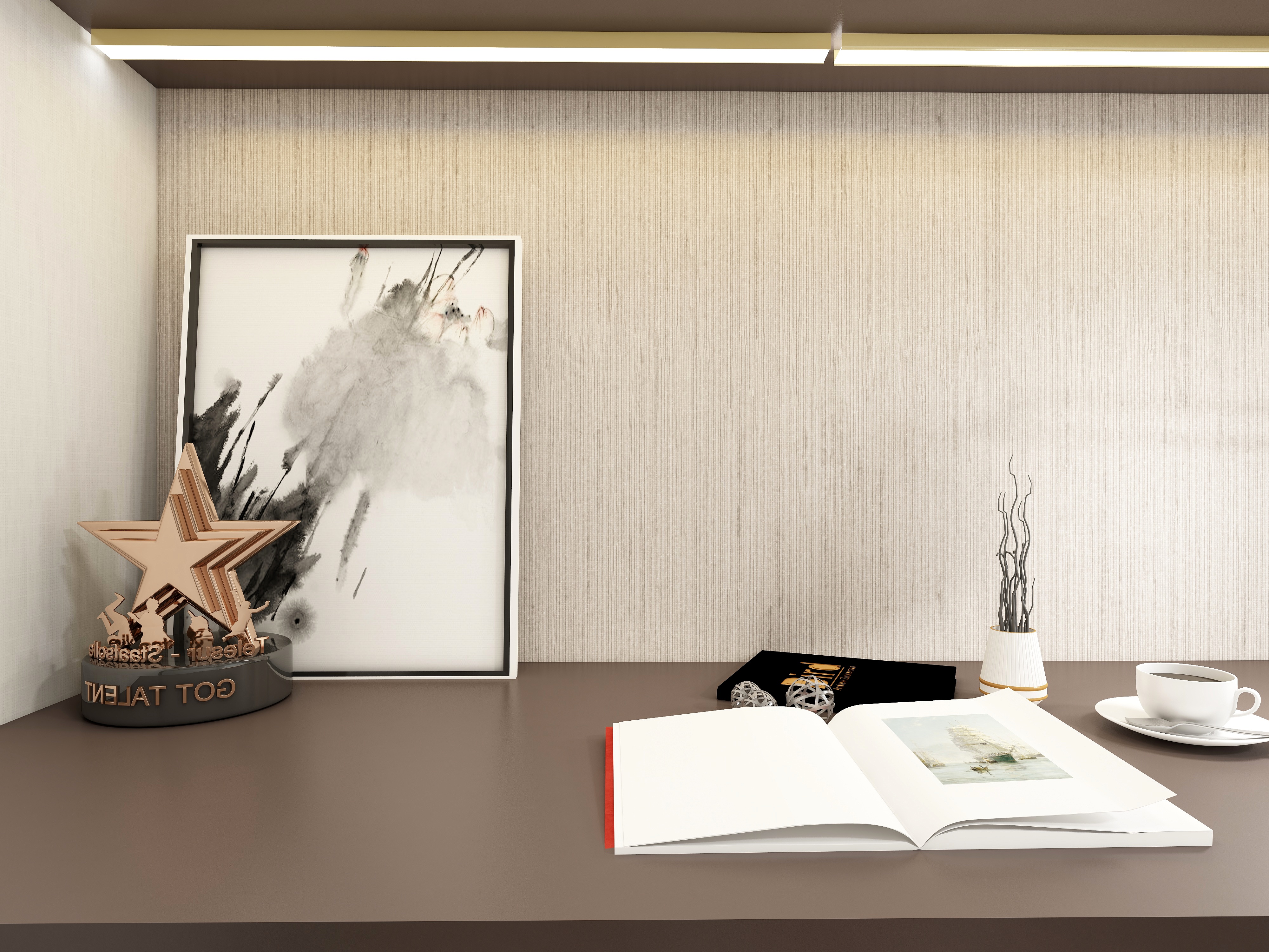 李艳楠设计狮-146方新中式三居一层书房装修效果图第2张